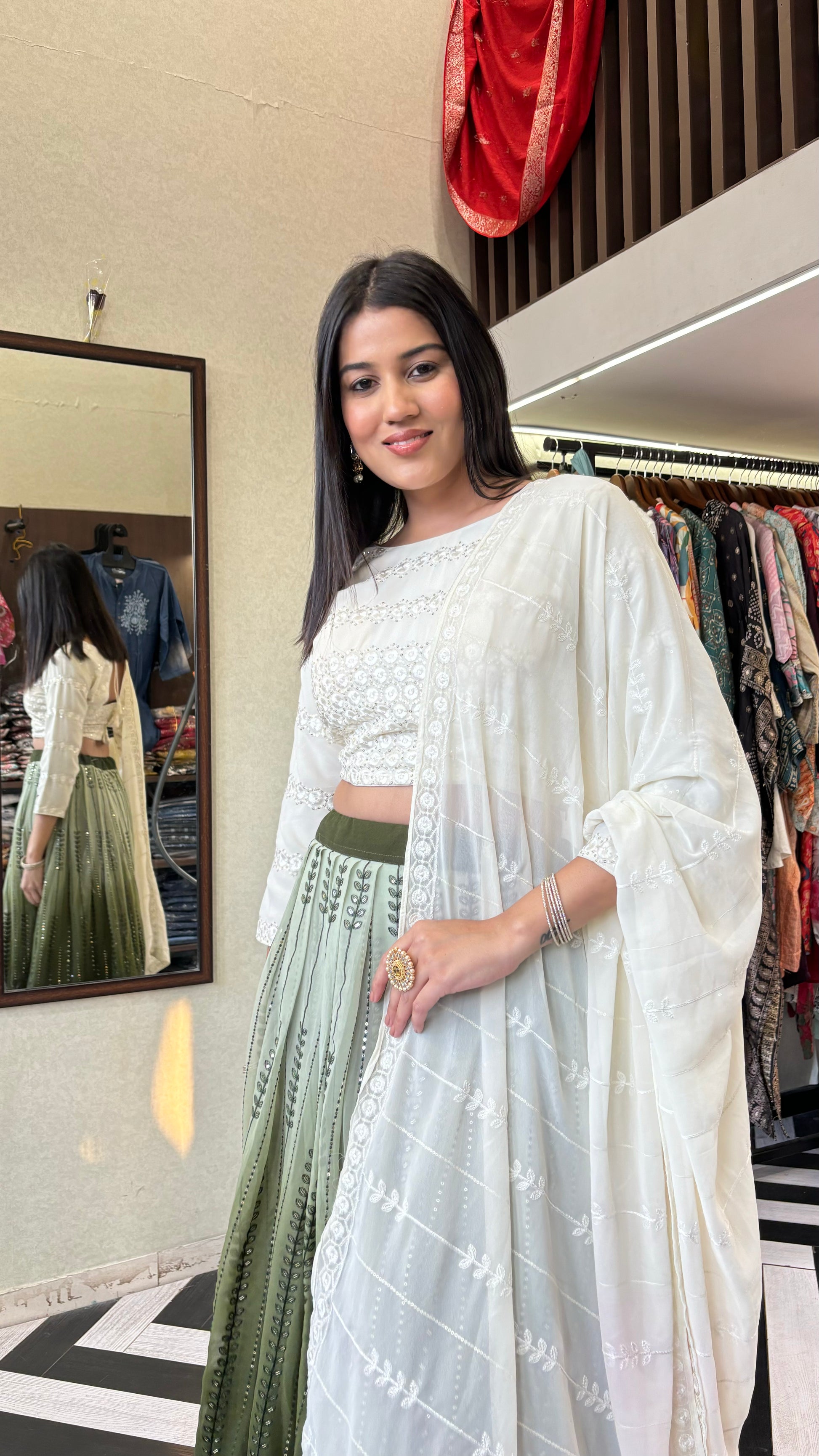 Pure Georgette Indo Western Piece with Hand work