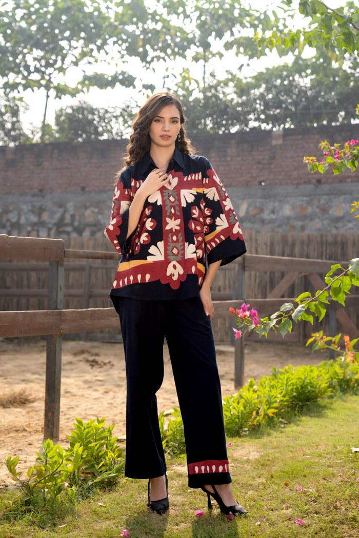 Pure Linnen Hand Print Smart Coord Set