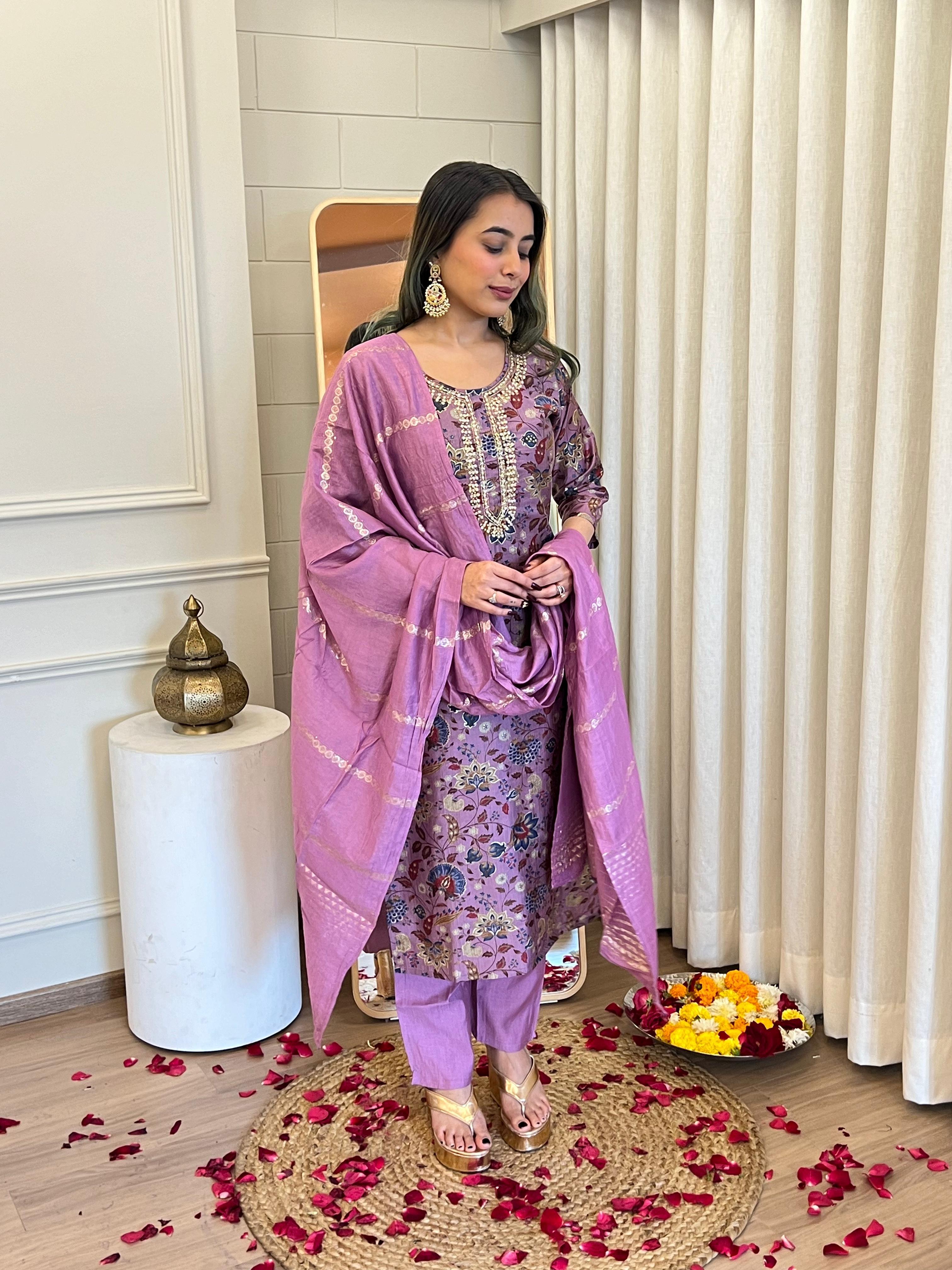 Image of Pure Silk 3 Piece with Hand work