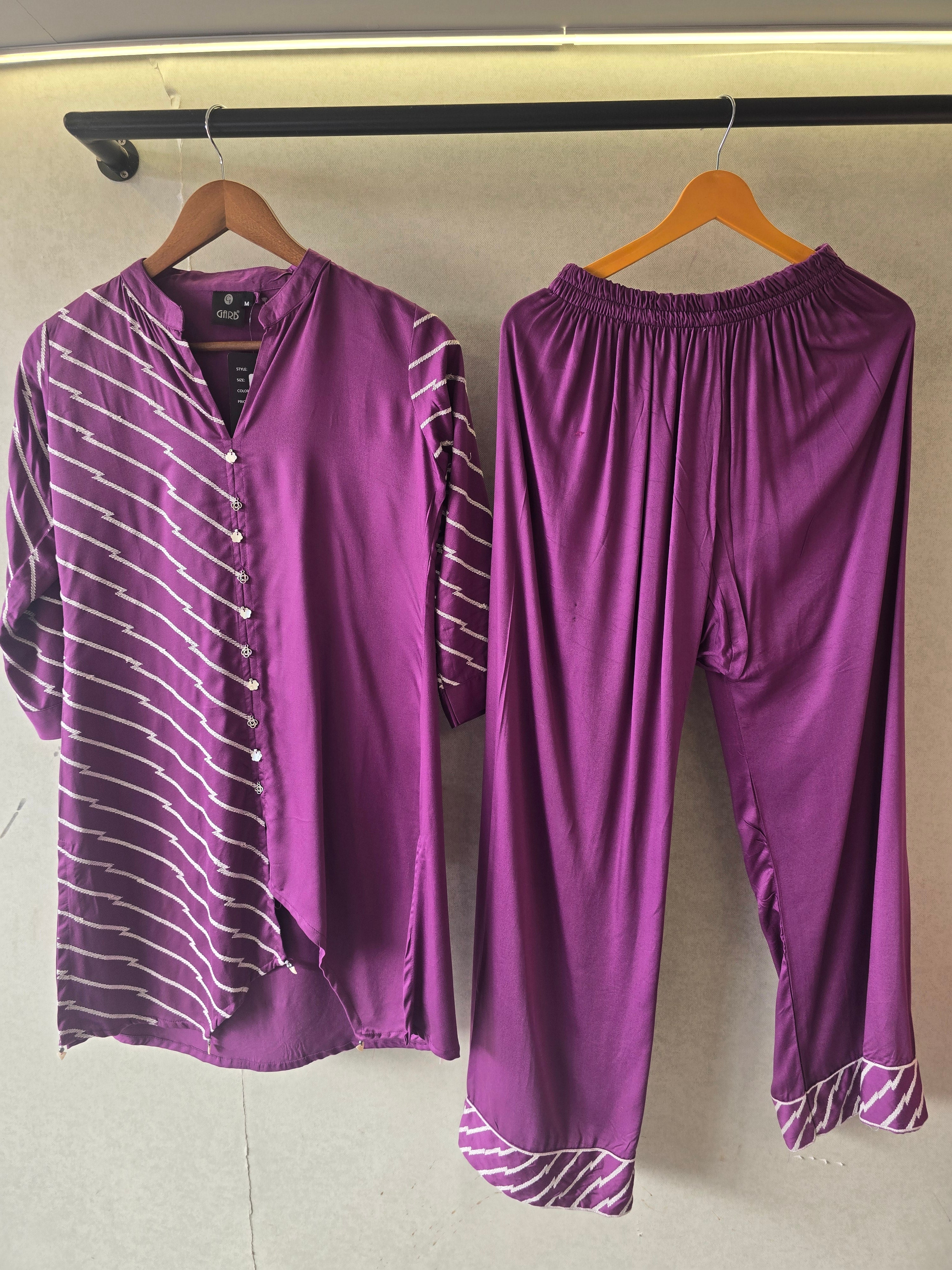 Image of Royal Purple Satin Fusion Co-Ord Set