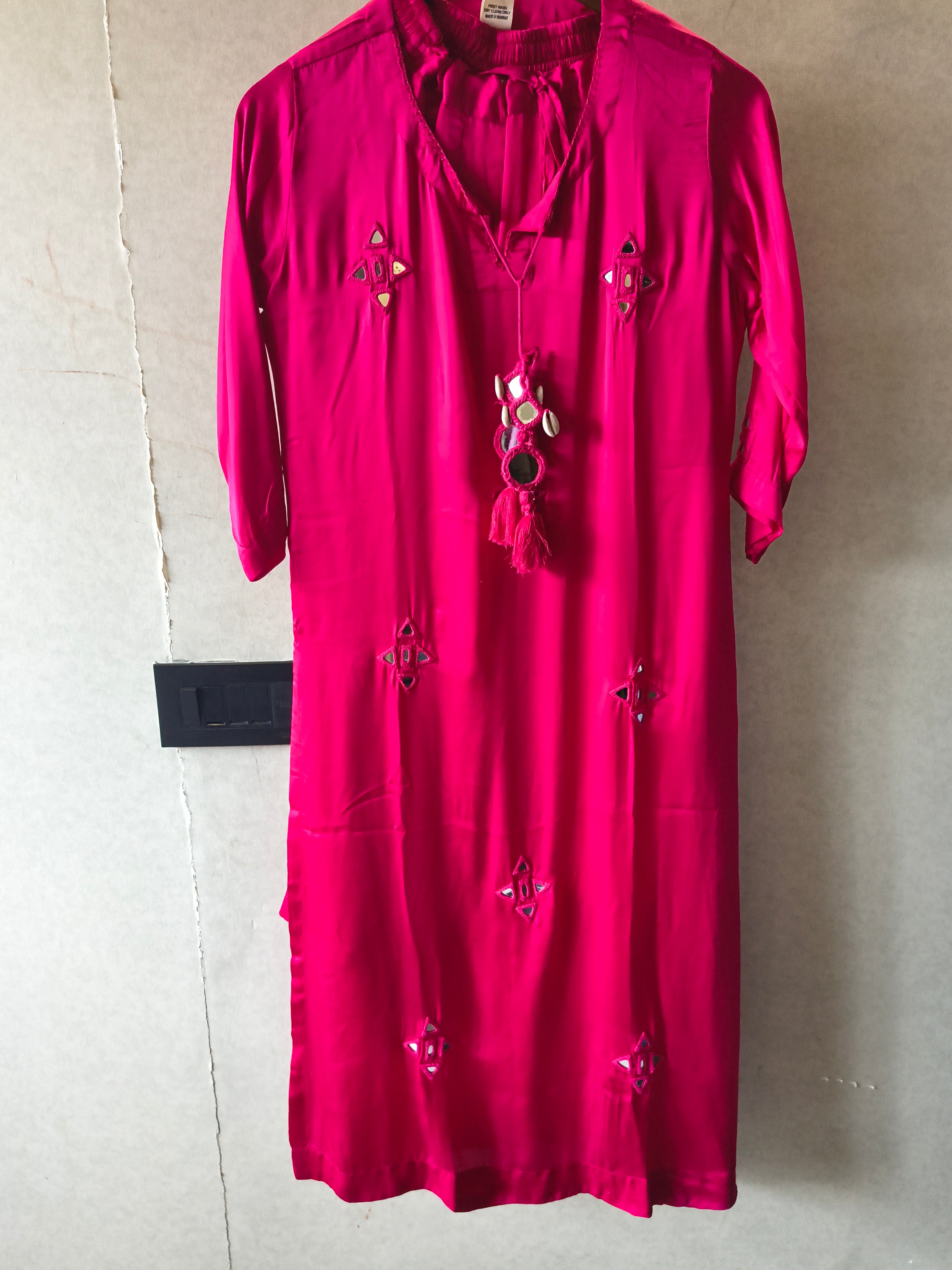 Image of Tadko Brand - Rani Pink Mirror Work Premium Silk Co-Ord Set