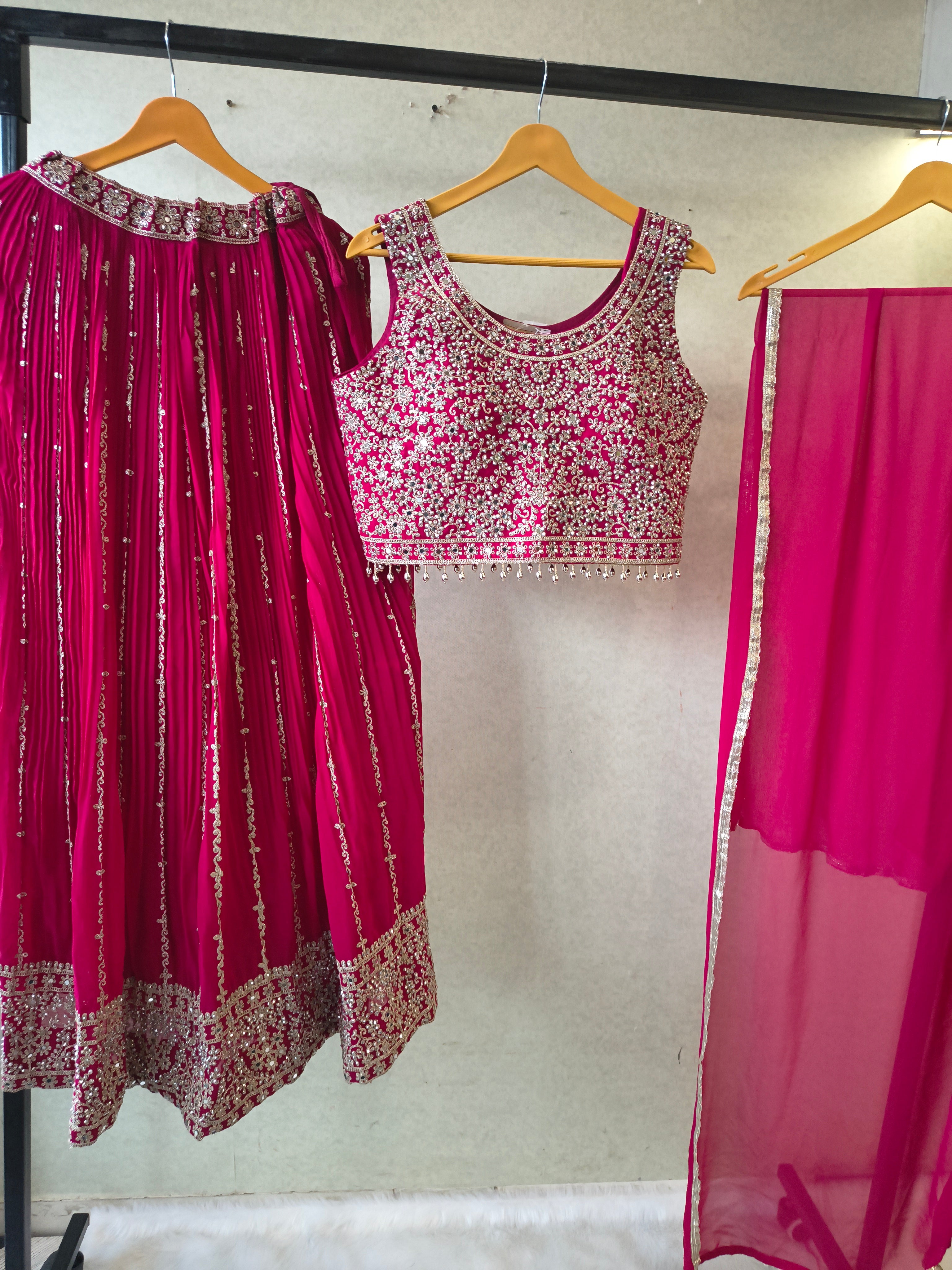 Image of Royal Rani Heavy Embroidered Designer Lehenga Set with Statement Blouse & Soft Chiffon Dupatta | Luxury Wedding Collection (Copy)