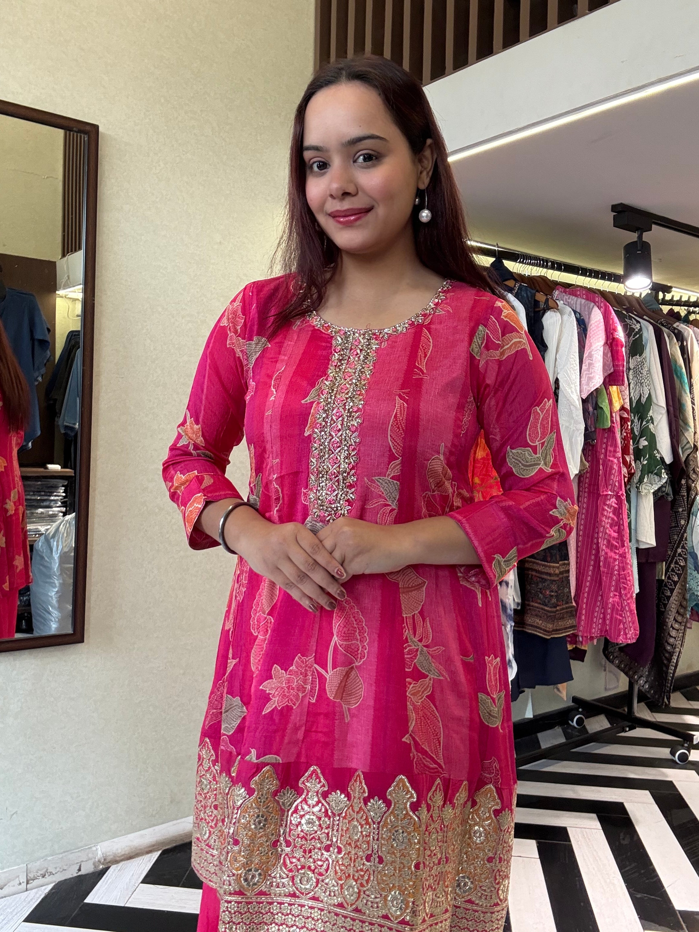 Pure Crepe 3 Piece with Hand work