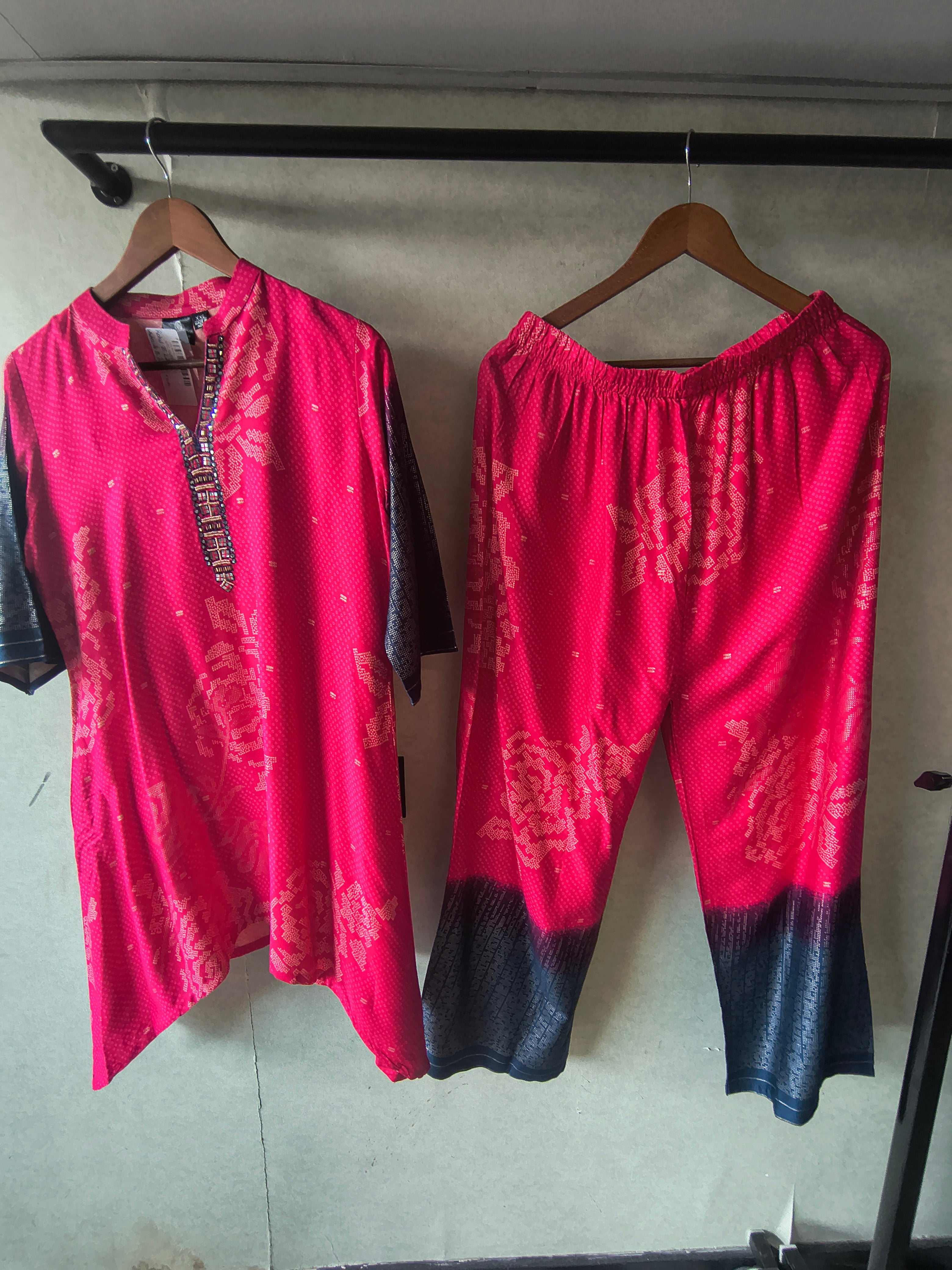 Image of Fuchsia Ikat Fusion Co-Ord Set