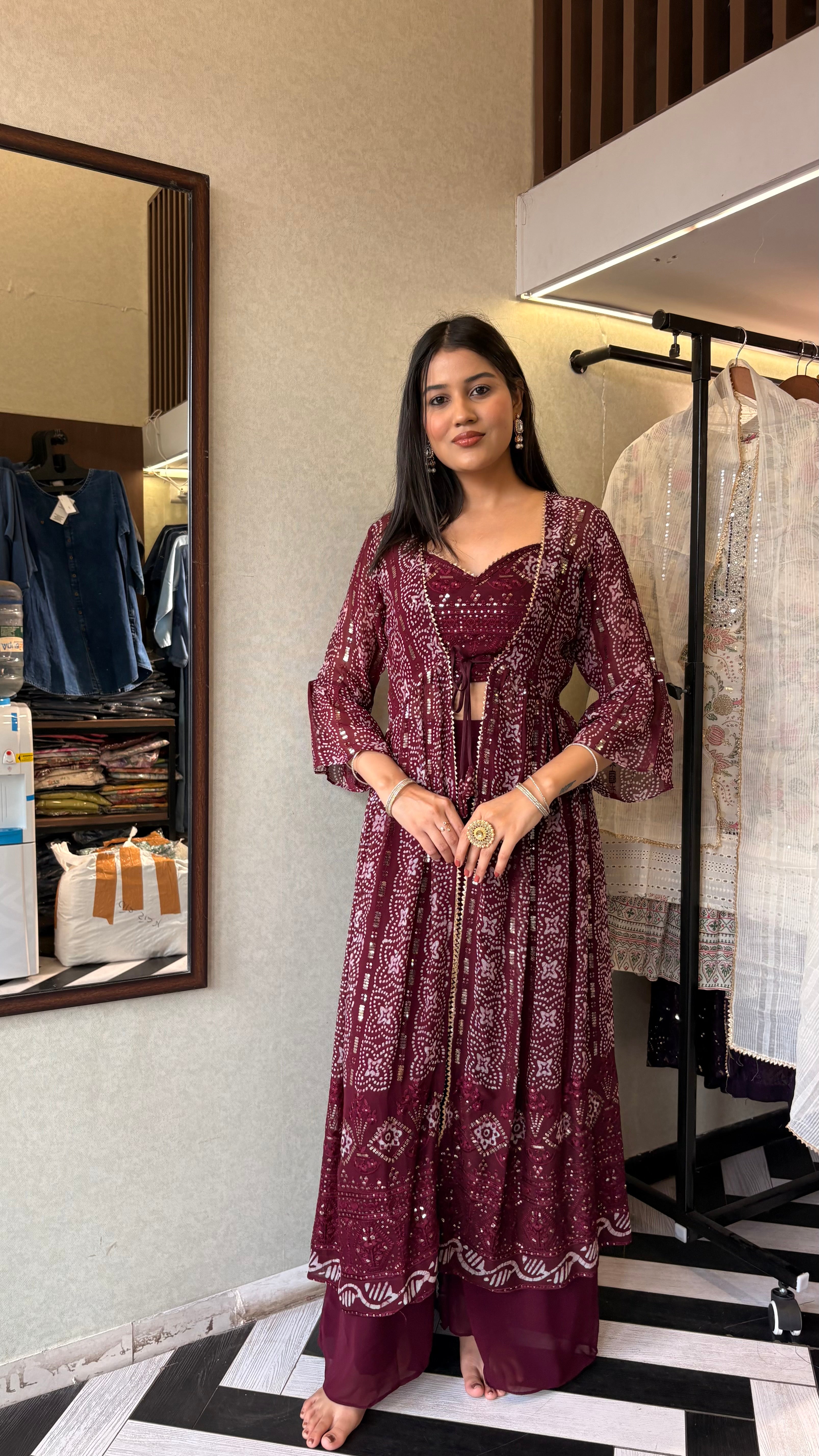 Pure Georgette Shrug Concept 3 Pieec