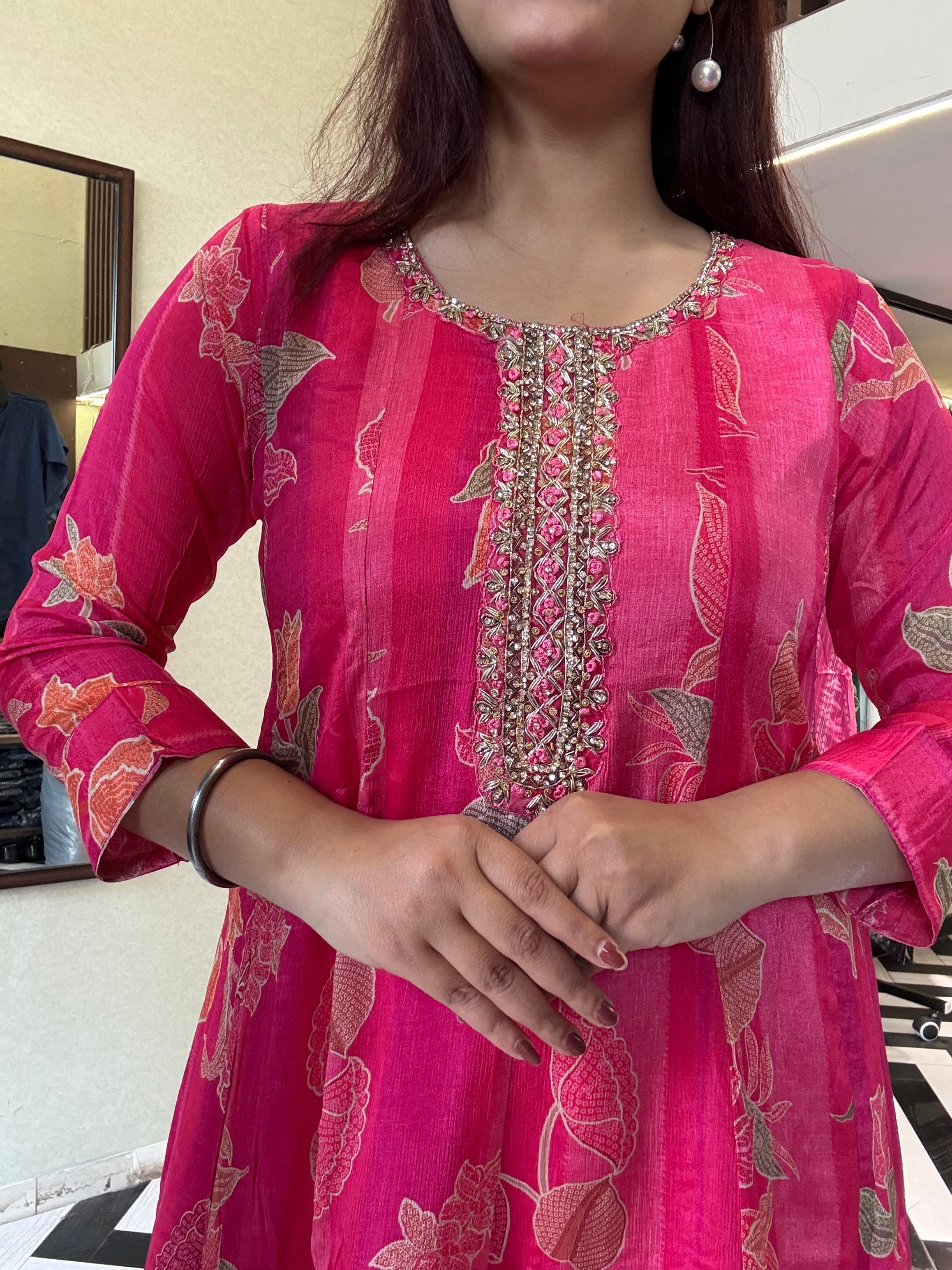 Pure Crepe 3 Piece with Hand work