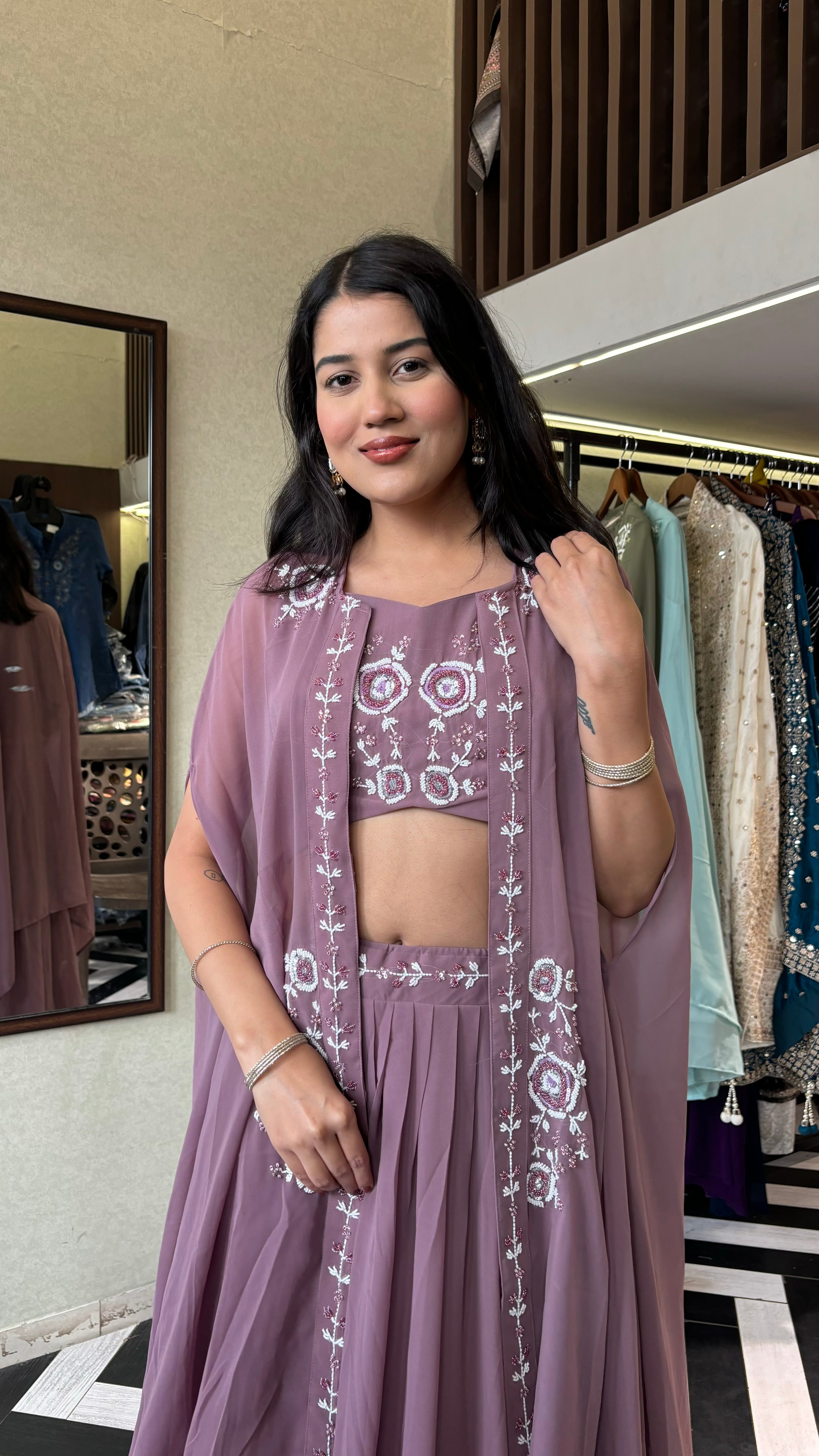 Image of Pure Georgette Set 3 Piece with Gown