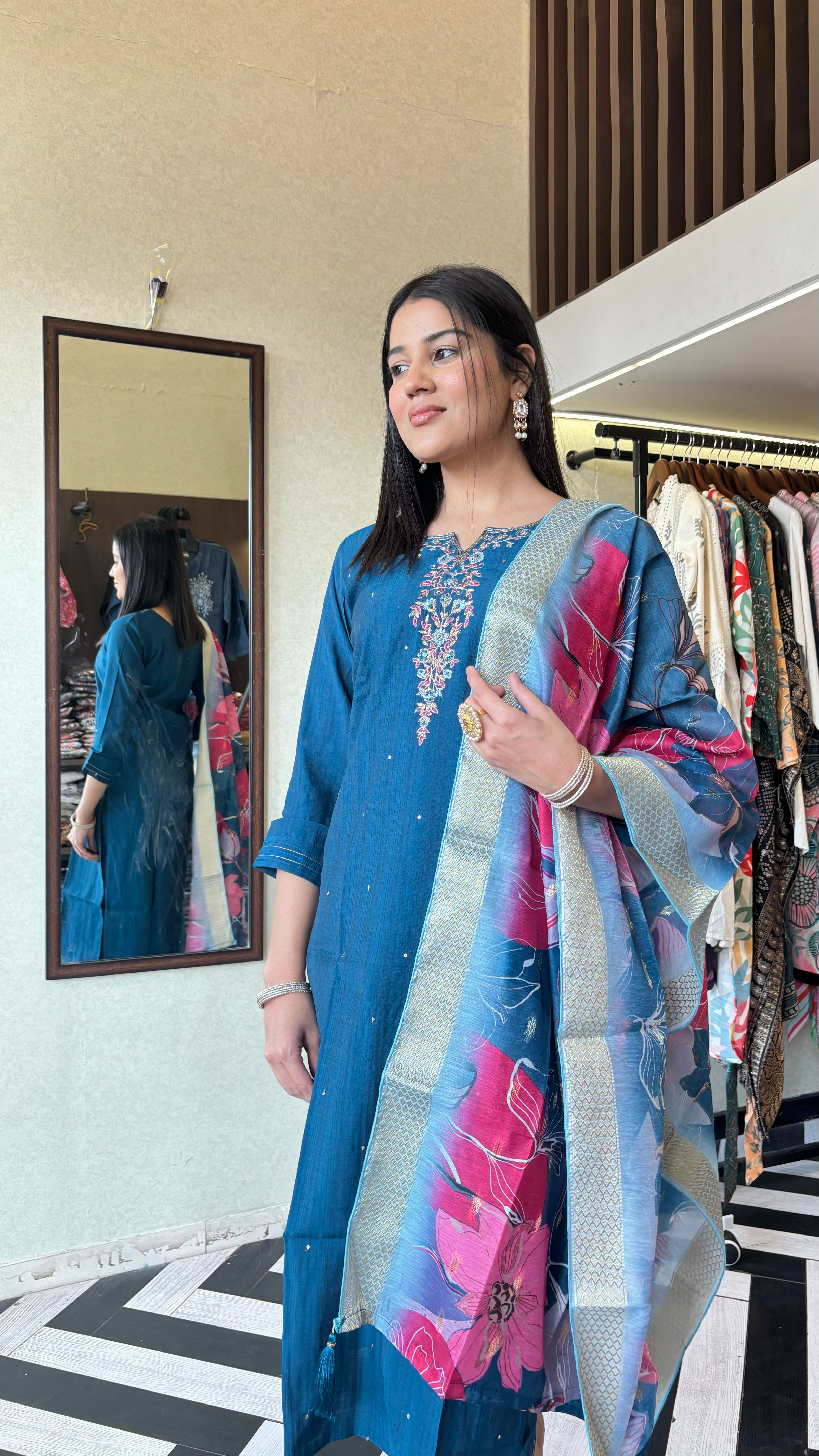 Image of Pure Silk 3 Piece with Hand work