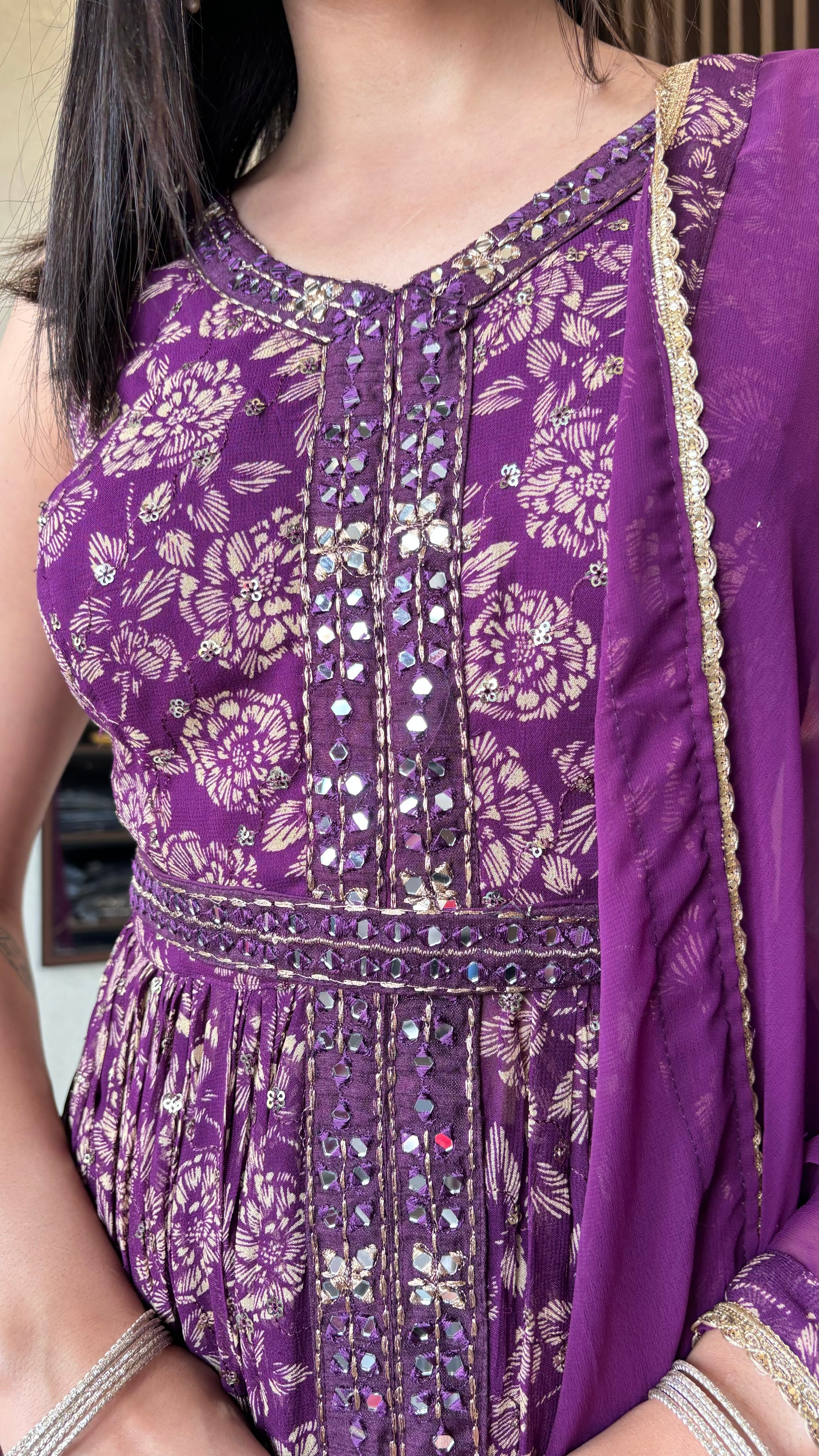 Pure Georgette Indo Western Piece with Hand work
