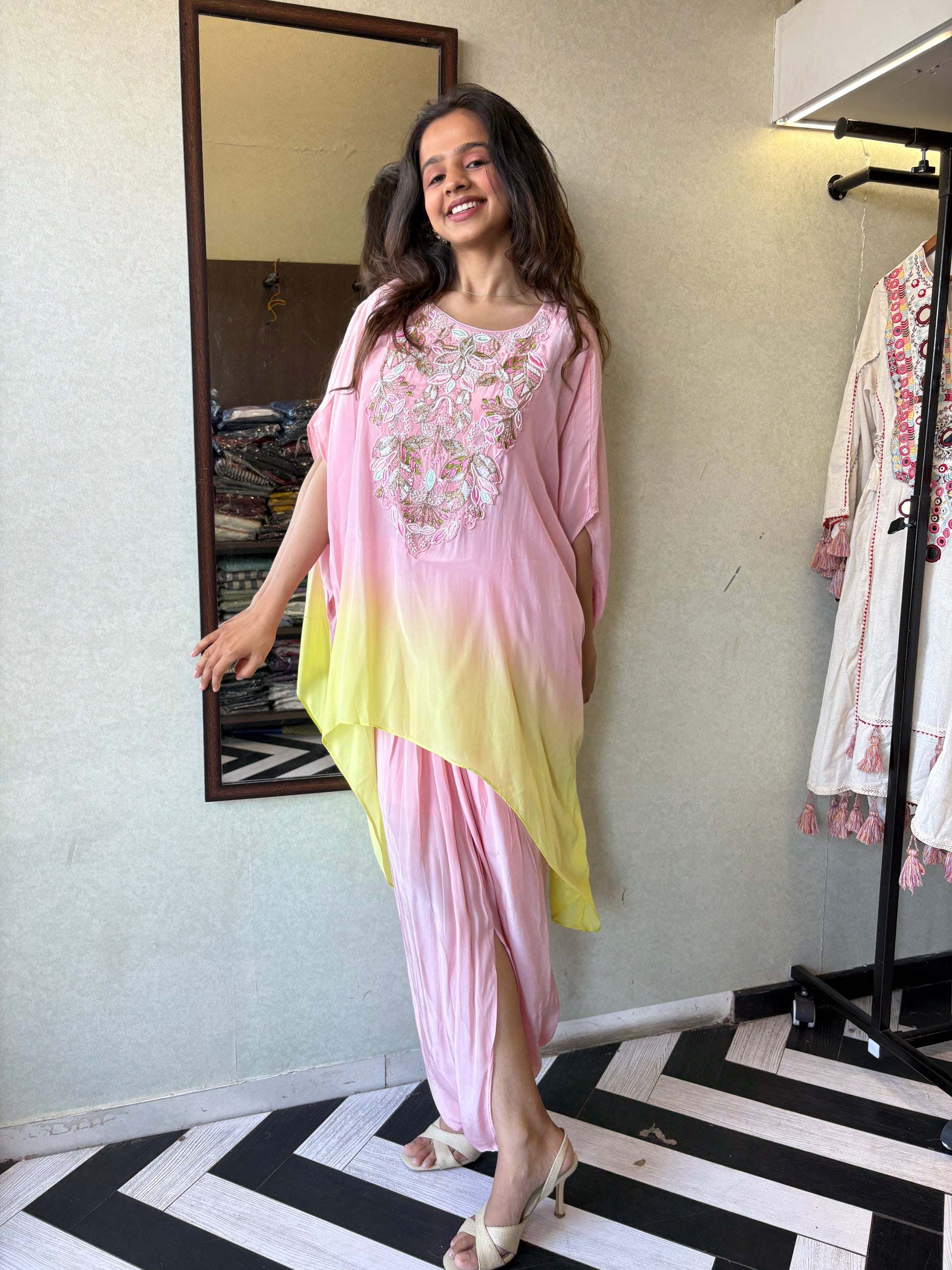 Step into the spotlight with this stunning 2-piece coord set in rich green shimmer - crafted from premium shimmer fabric with accessory detailing that brings elegance to life