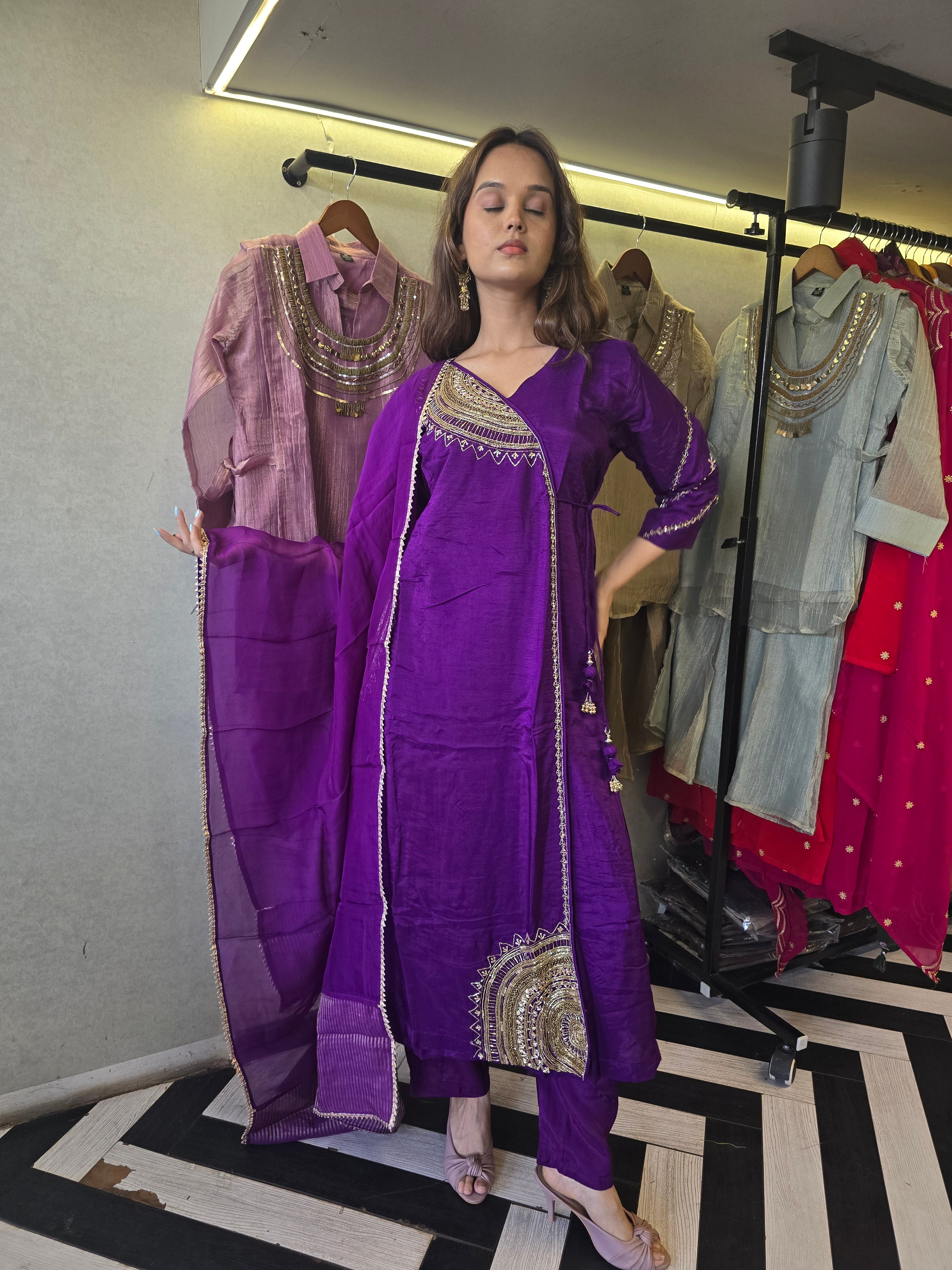 Image of Pure Russian Silk with Hand Work