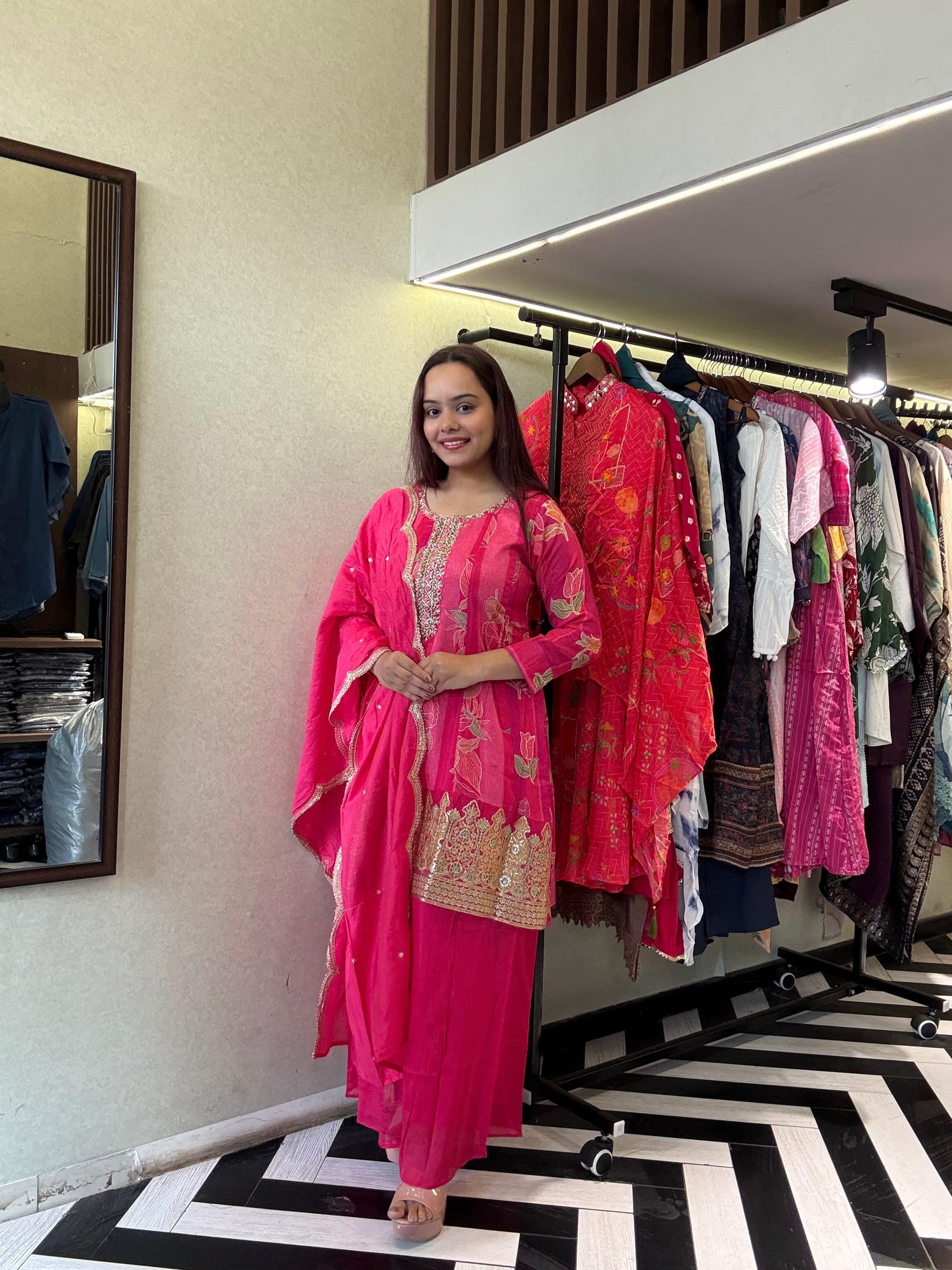 Image of Pure Crepe 3 Piece with Hand work