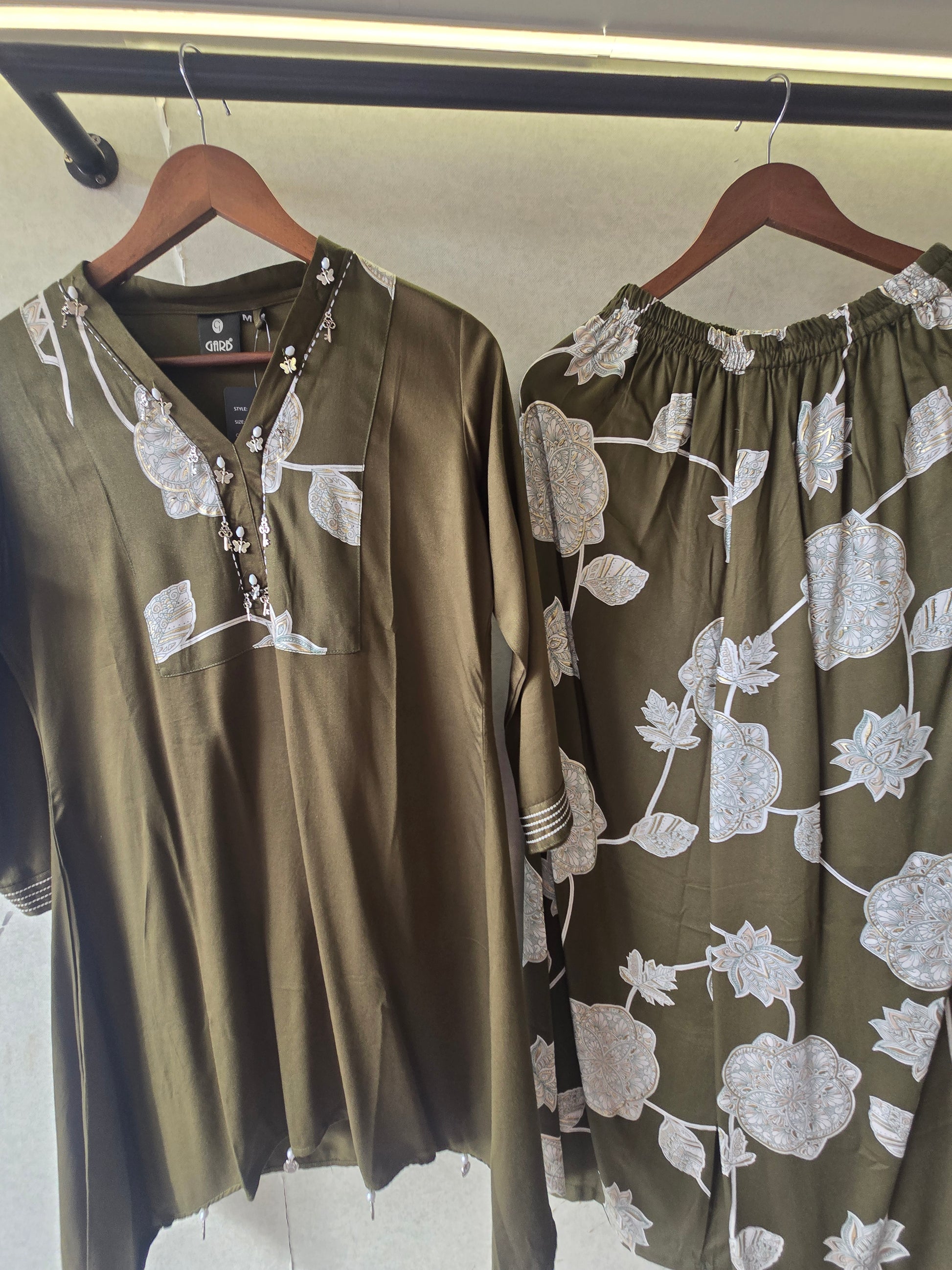 Olive Botanical Print Co-Ord Set