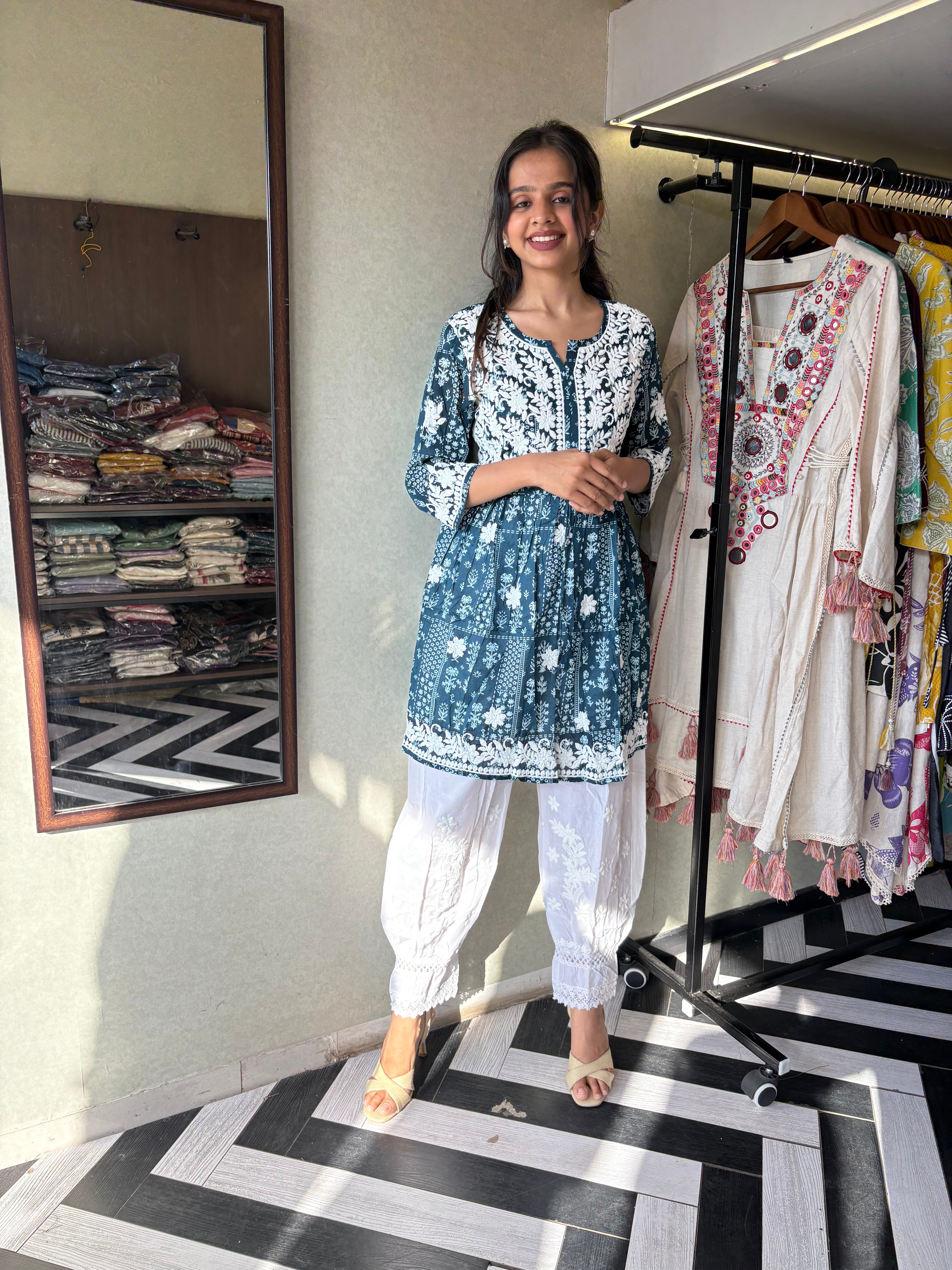 Pure Lucknowi 2 Piece Embroidery Coord Set