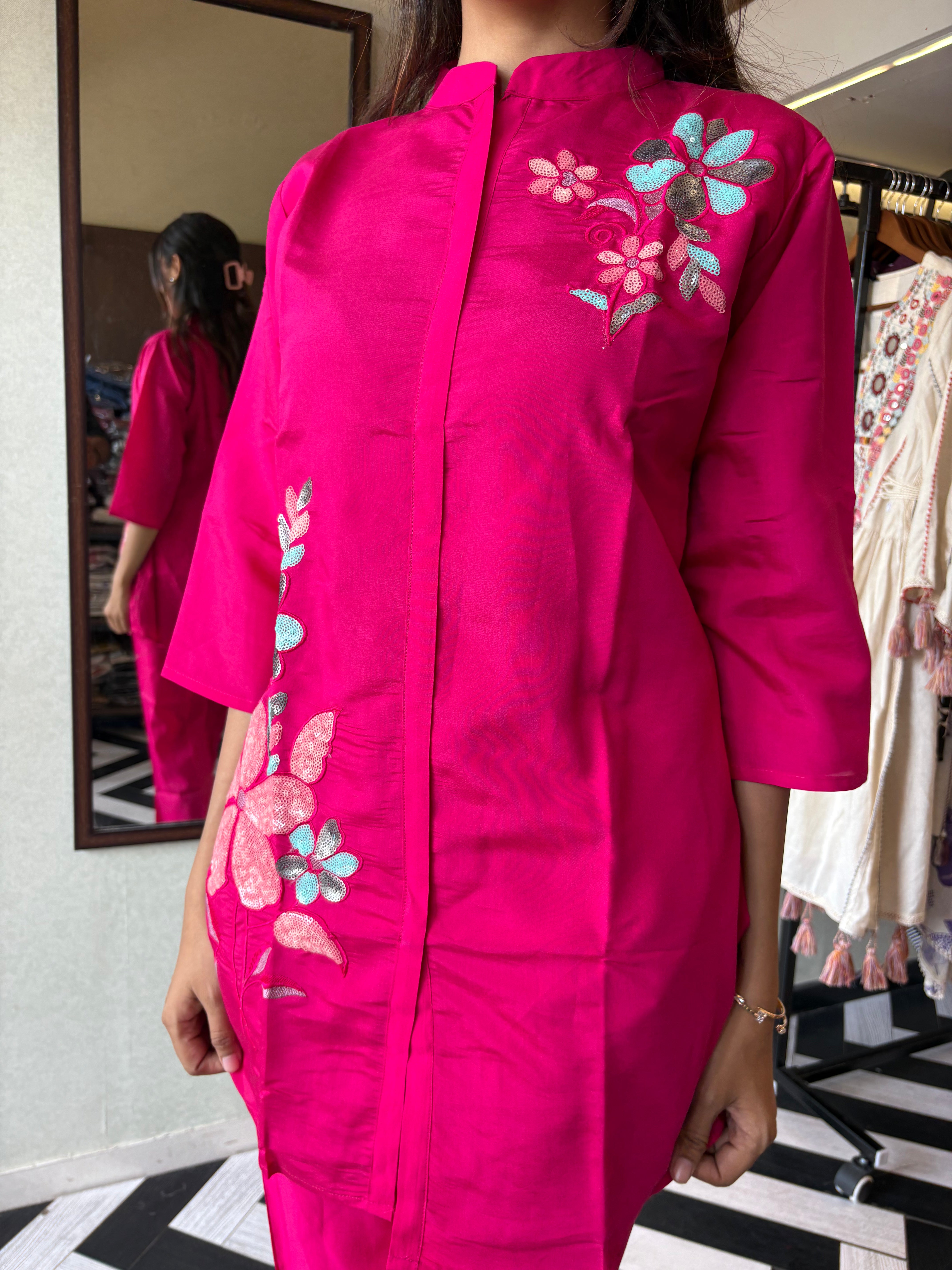 Real Mirror Work. Real Cotton. 
our pure cotton long coord set with original mirror hand work - a classy steal for every wardrobe!