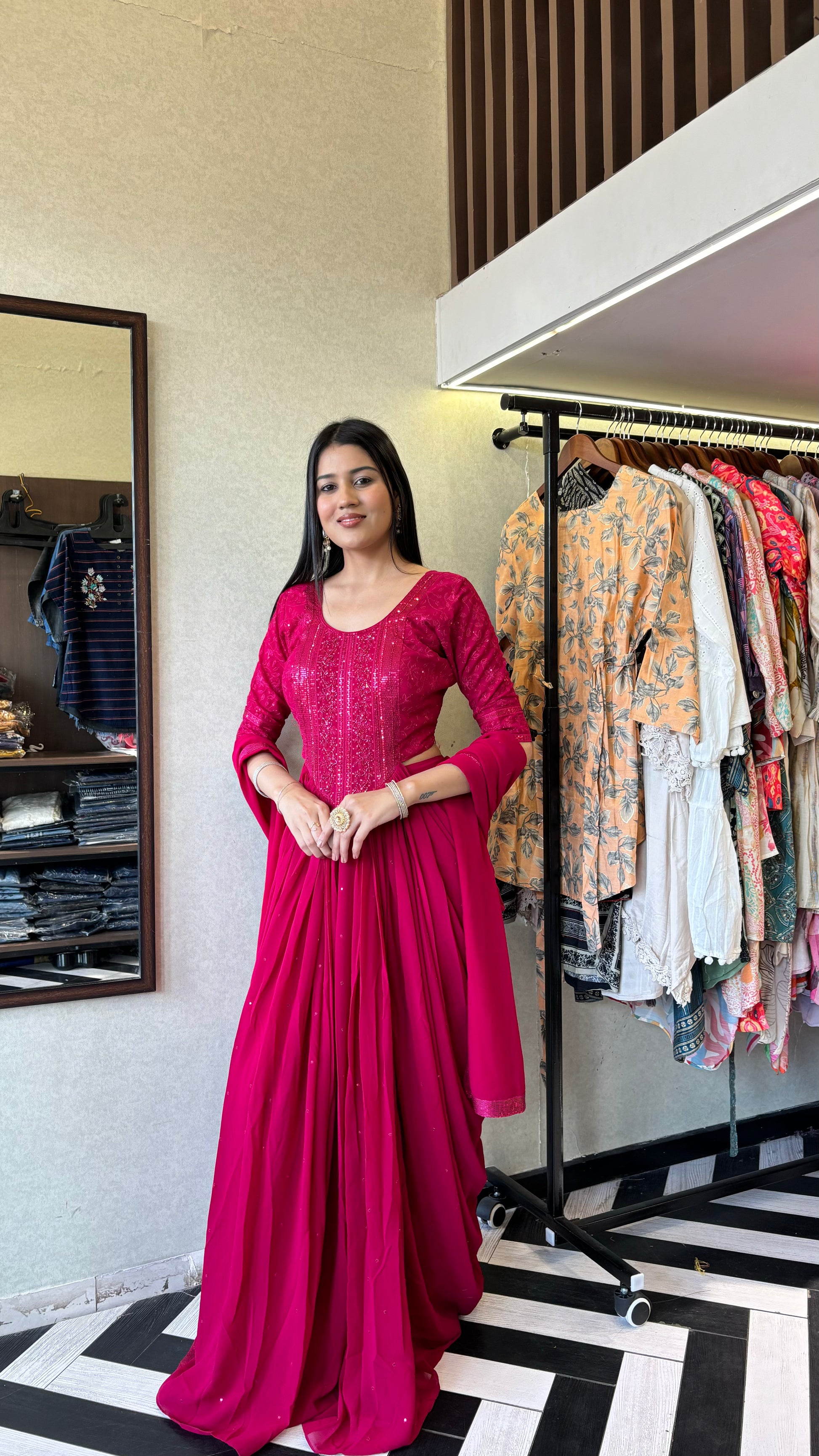 Pure Georgette Indo Western Piece with Hand work