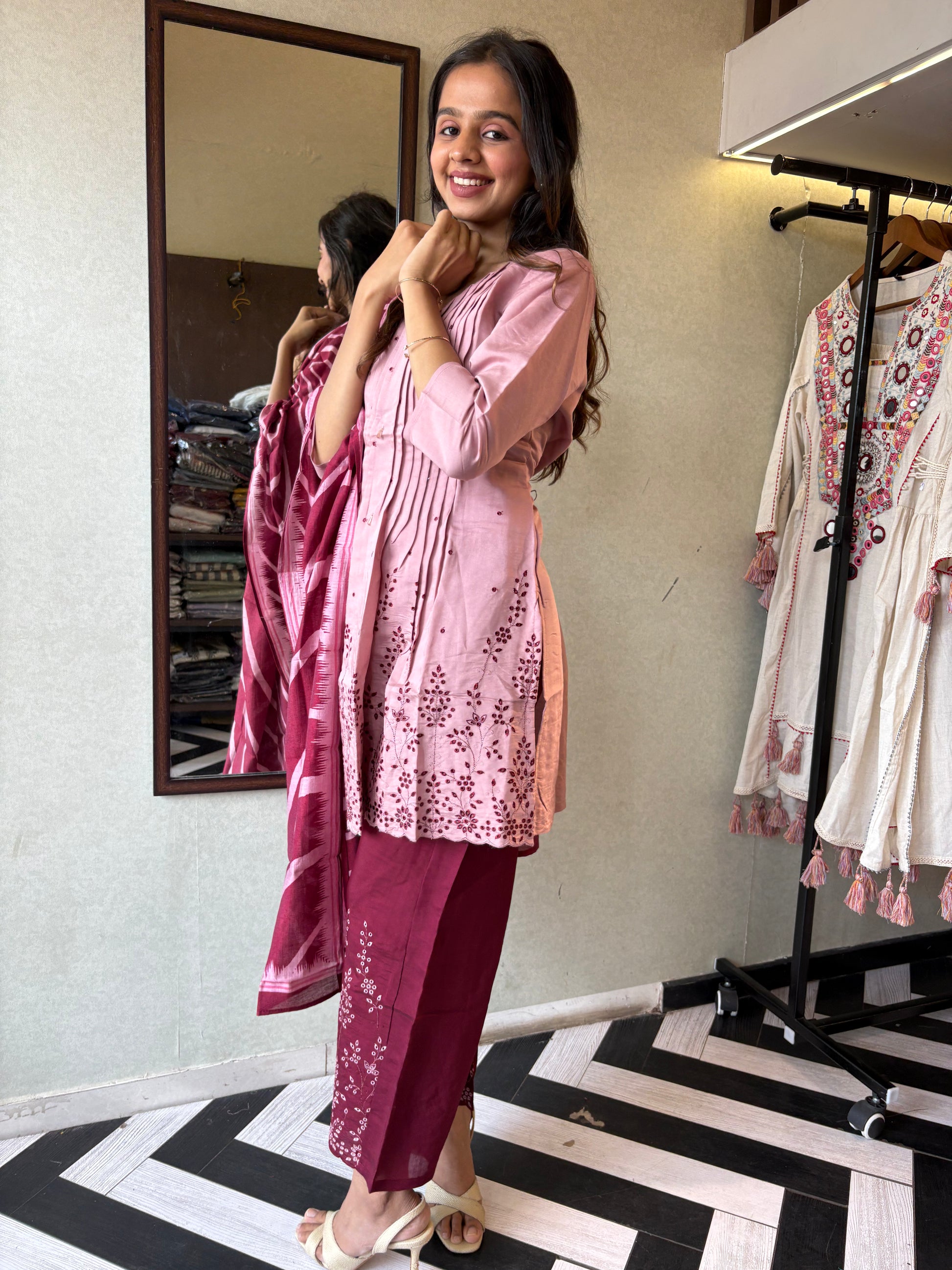 Bold in Red. Beautiful in Every Way!

Turn heads in this stunning 3-piece kurti set, crafted from breathable rayon cotton for all-day comfort and festive flair.