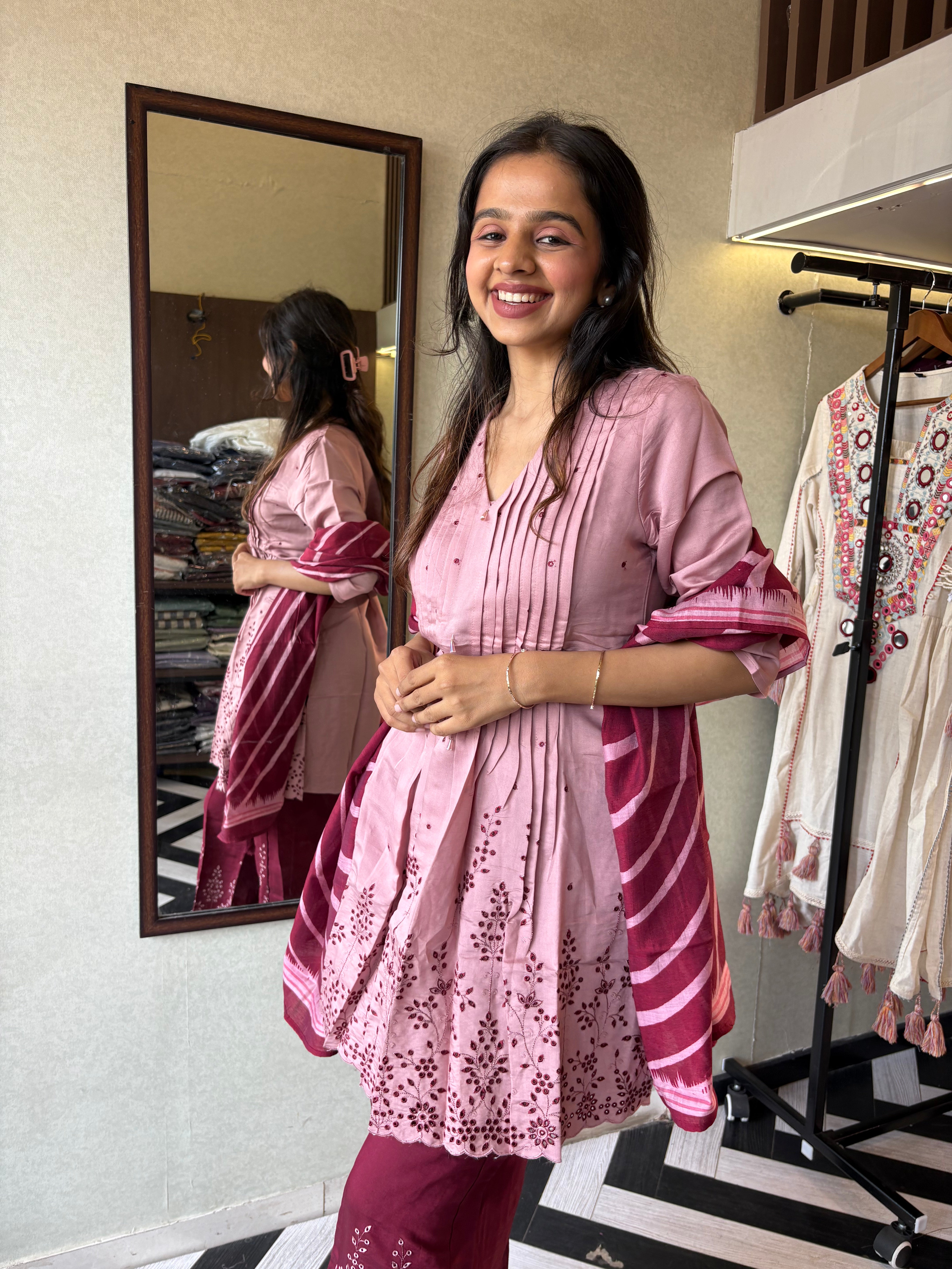 Image of Bold in Red. Beautiful in Every Way!

Turn heads in this stunning 3-piece kurti set, crafted from breathable rayon cotton for all-day comfort and festive flair.