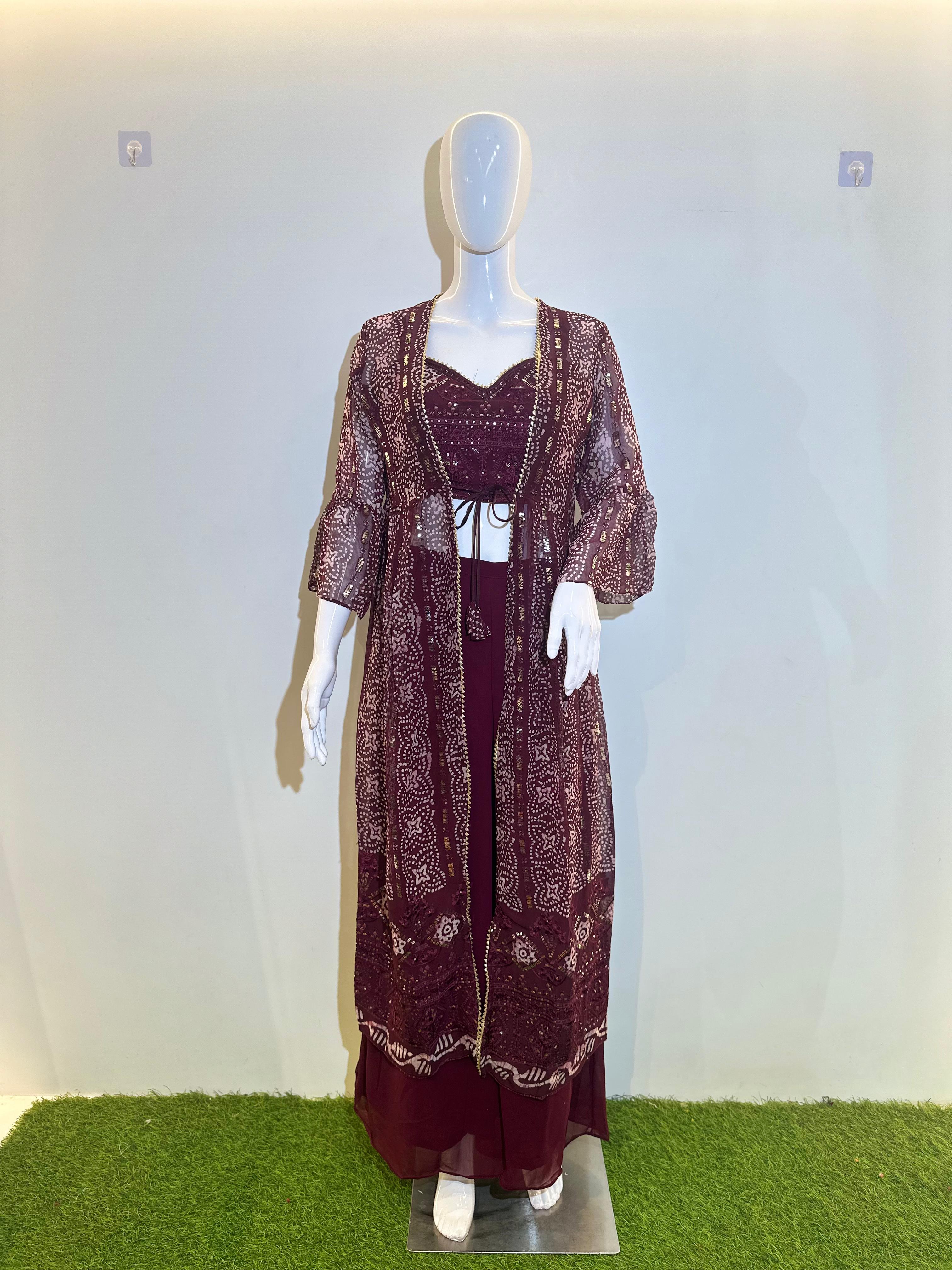 Image of Pure Silk 3 Piece Indo western