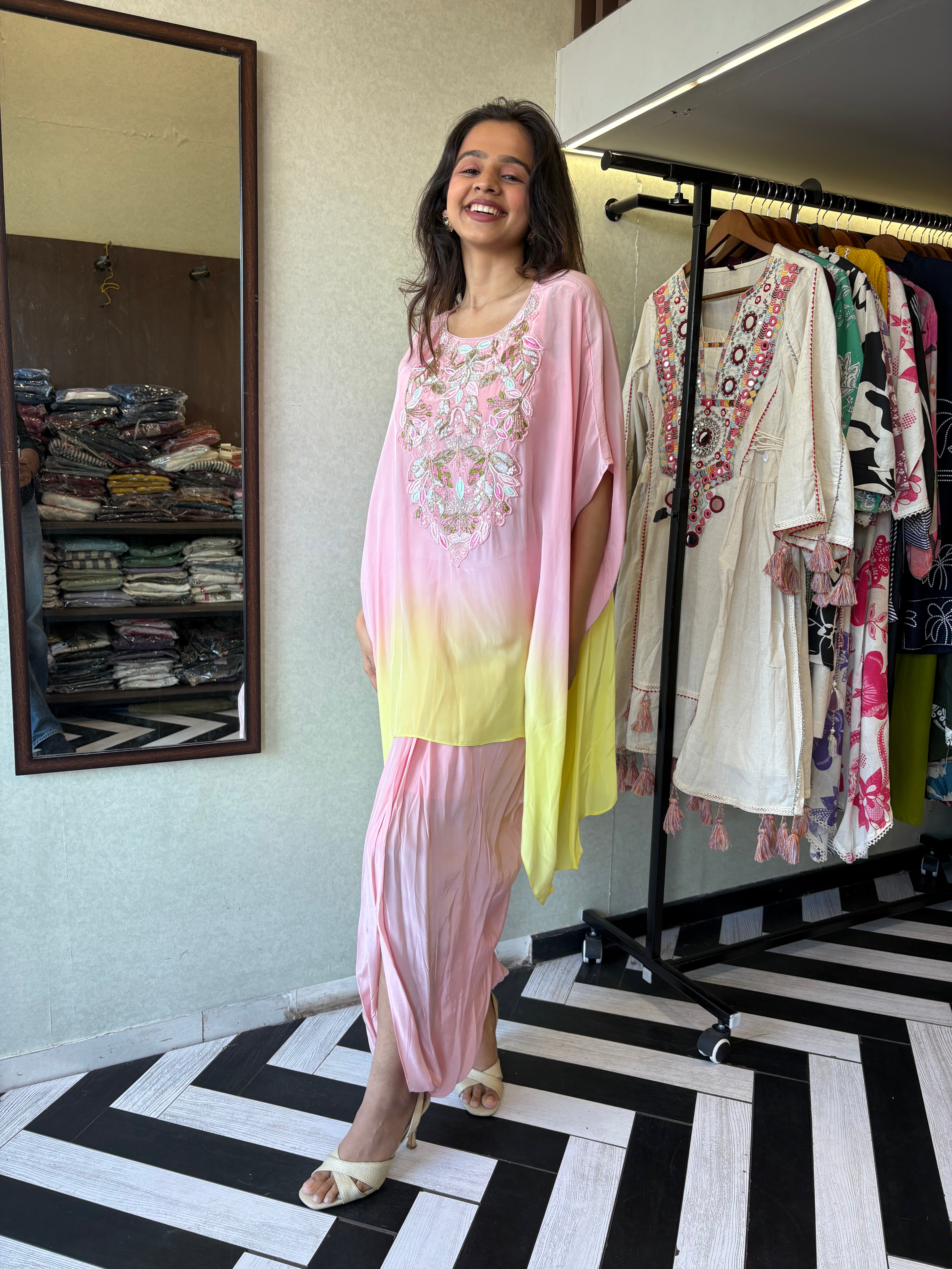 Image of Step into the spotlight with this stunning 2-piece coord set in rich green shimmer - crafted from premium shimmer fabric with accessory detailing that brings elegance to life