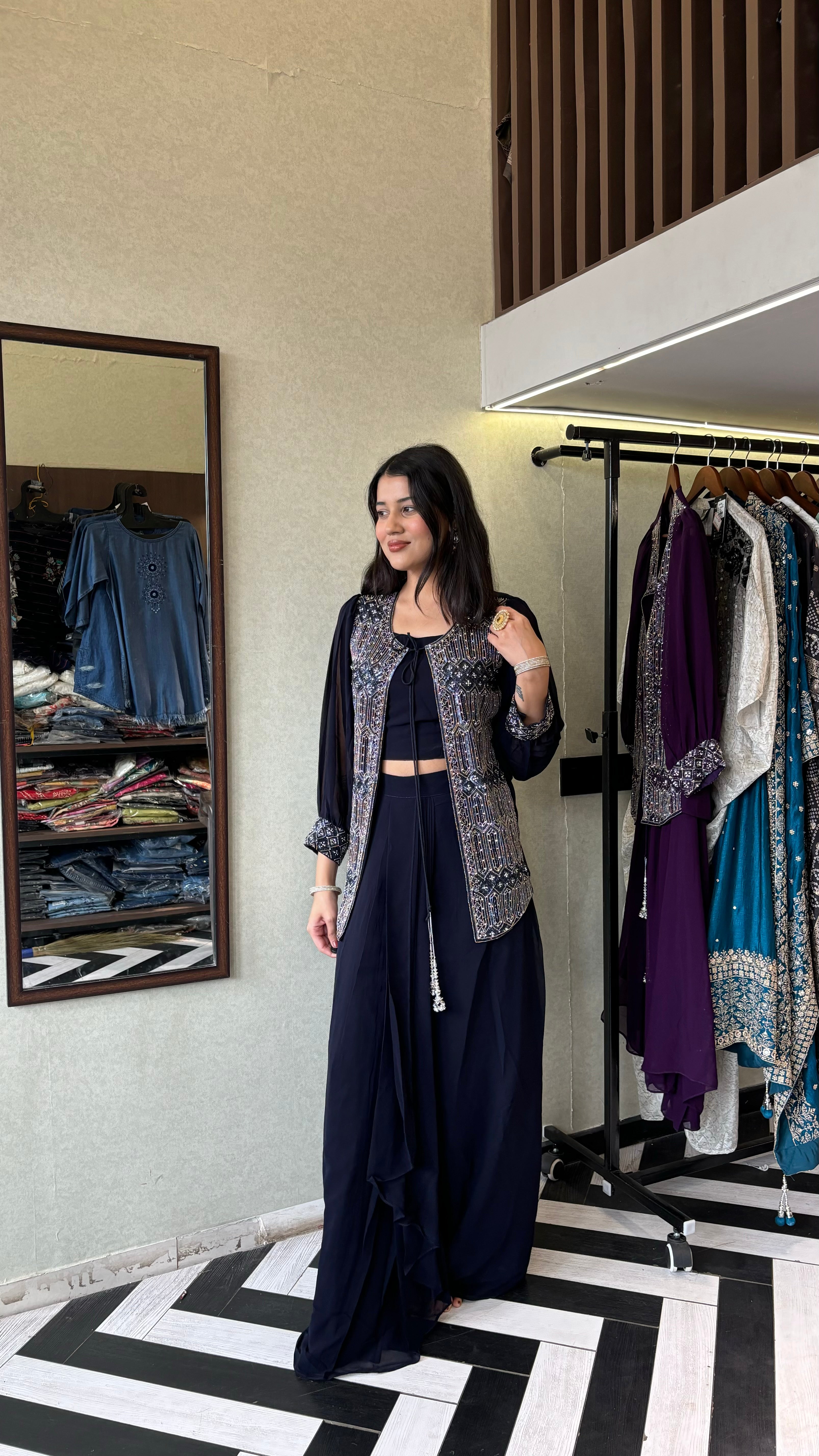 Image of Pure Georgette Indo western 3 Piece