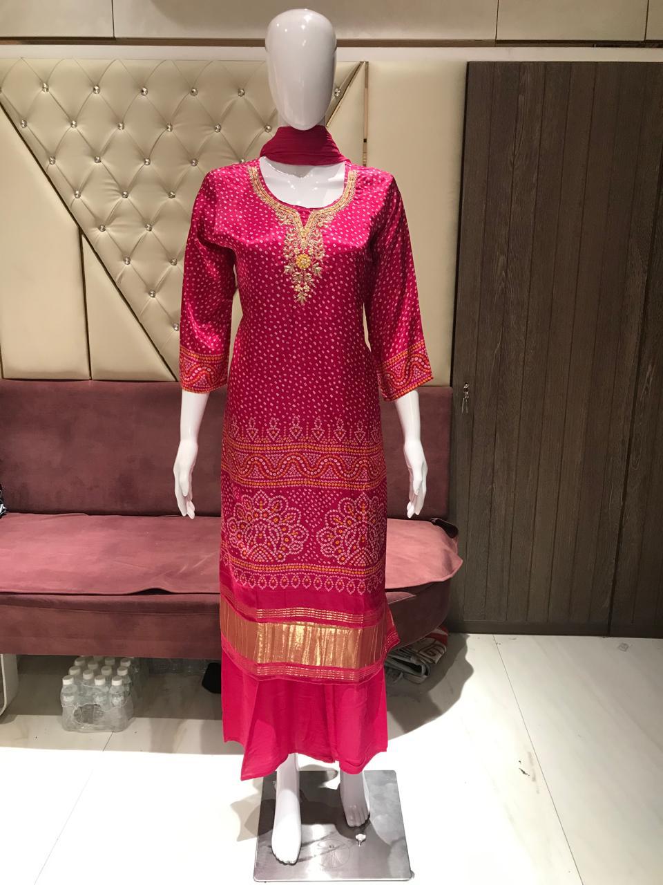 Image of Pure Gaji Silk 3 Piece Indo Western Set