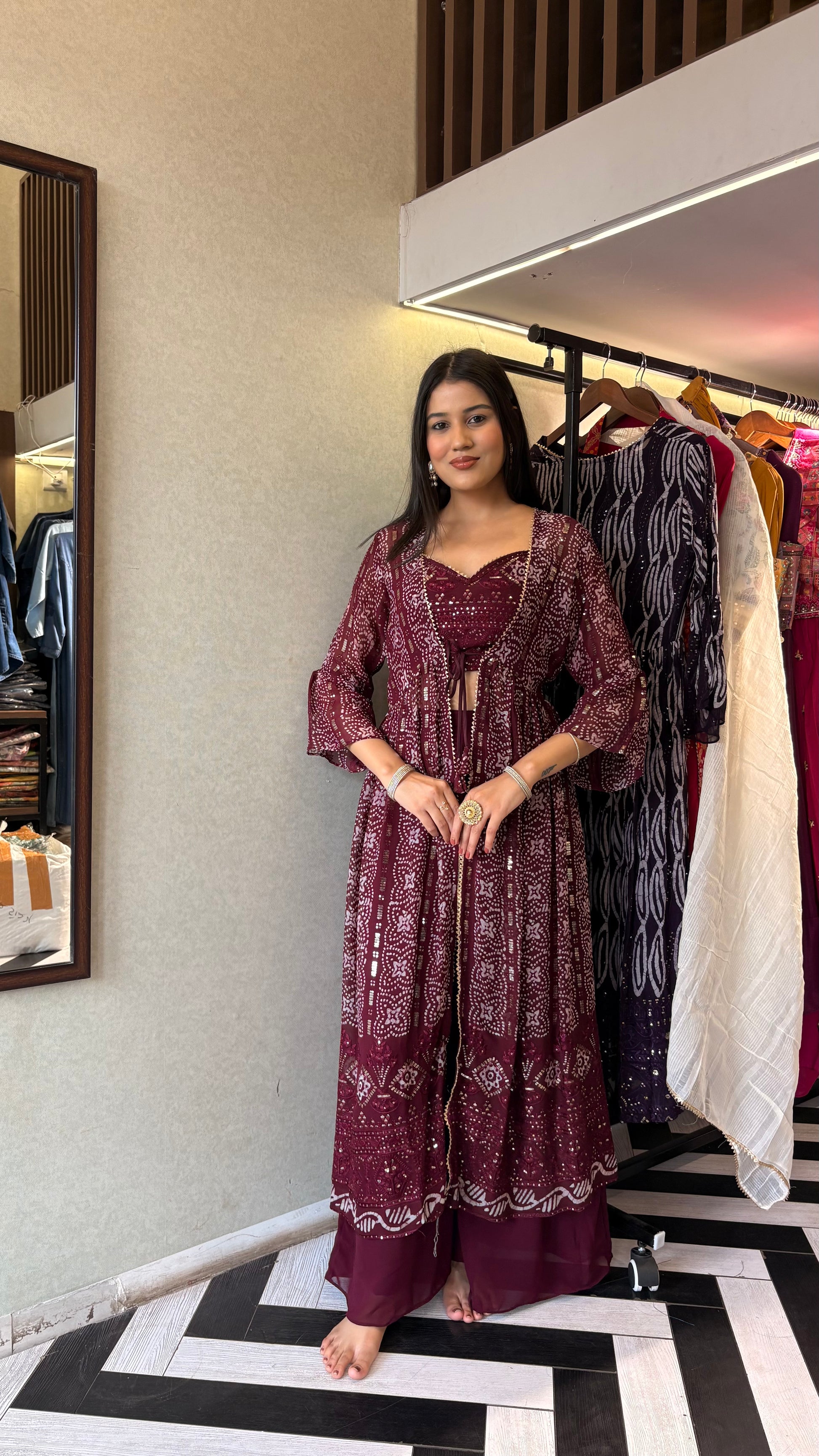 Pure Georgette Shrug Concept 3 Pieec