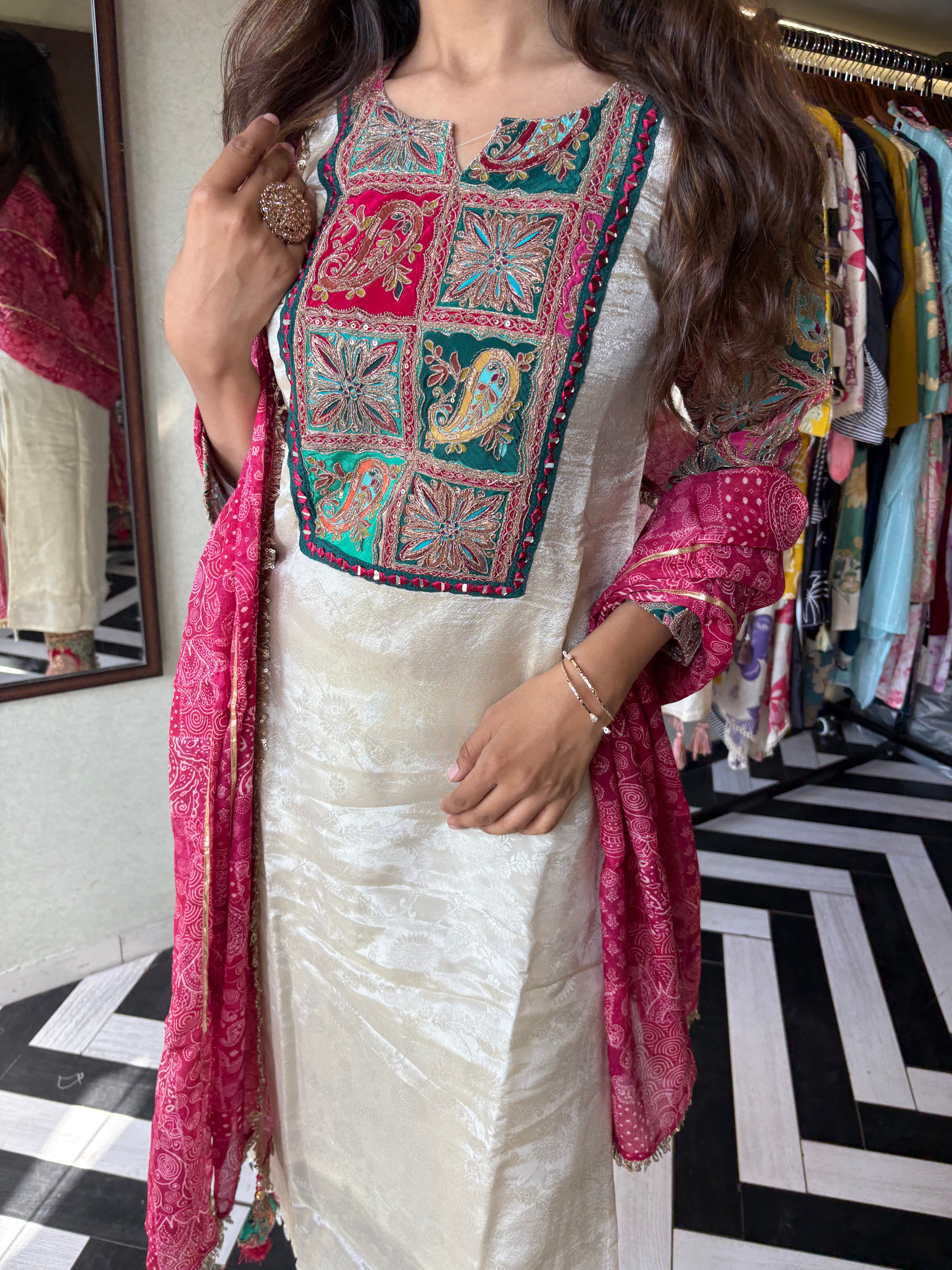 Image of This pure cotton co-ord set in a designer white print is your summer savior - soft on the skin, bold on fashion