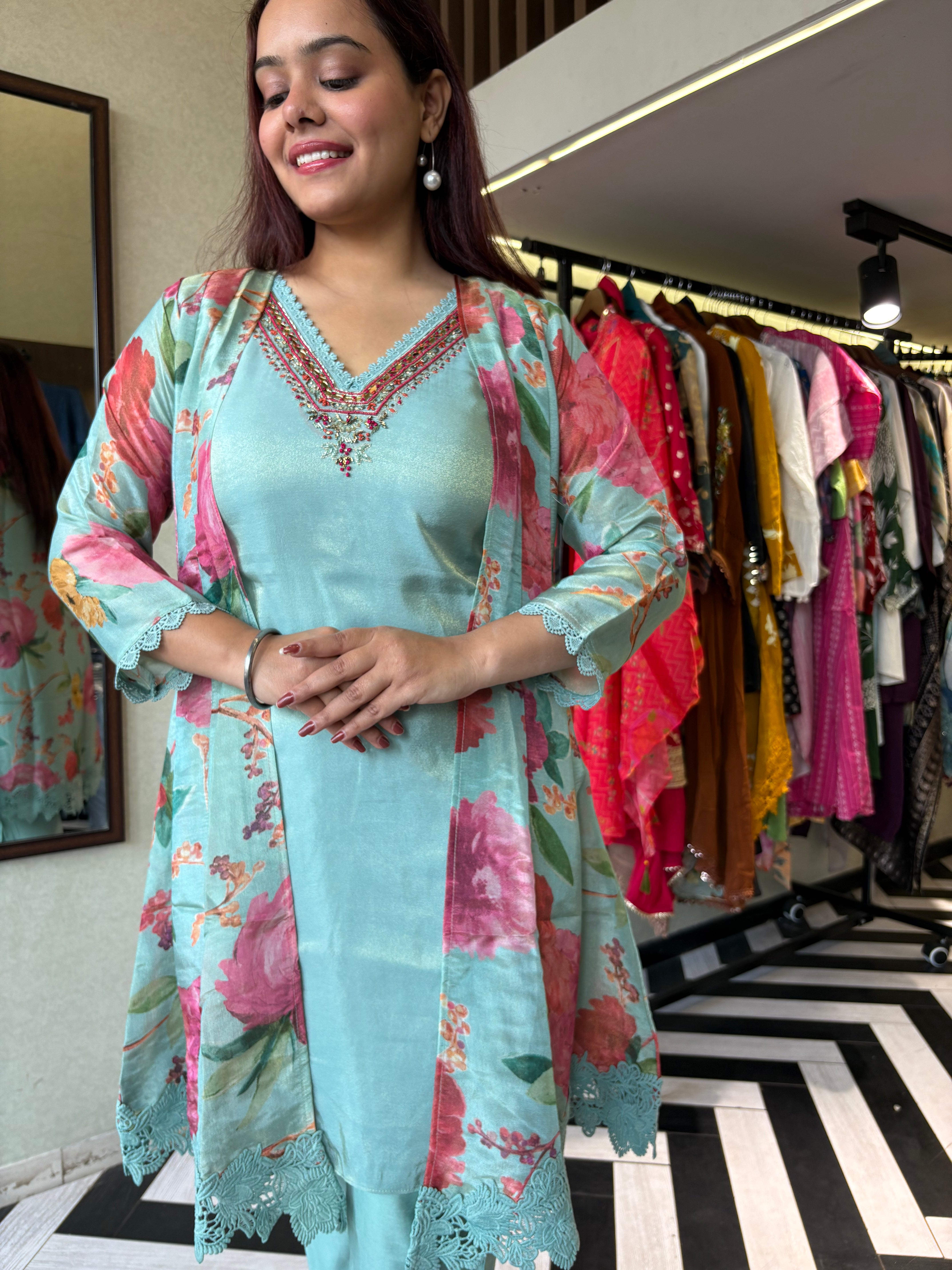 Image of Pure Georgette 3 Piece with Hand work