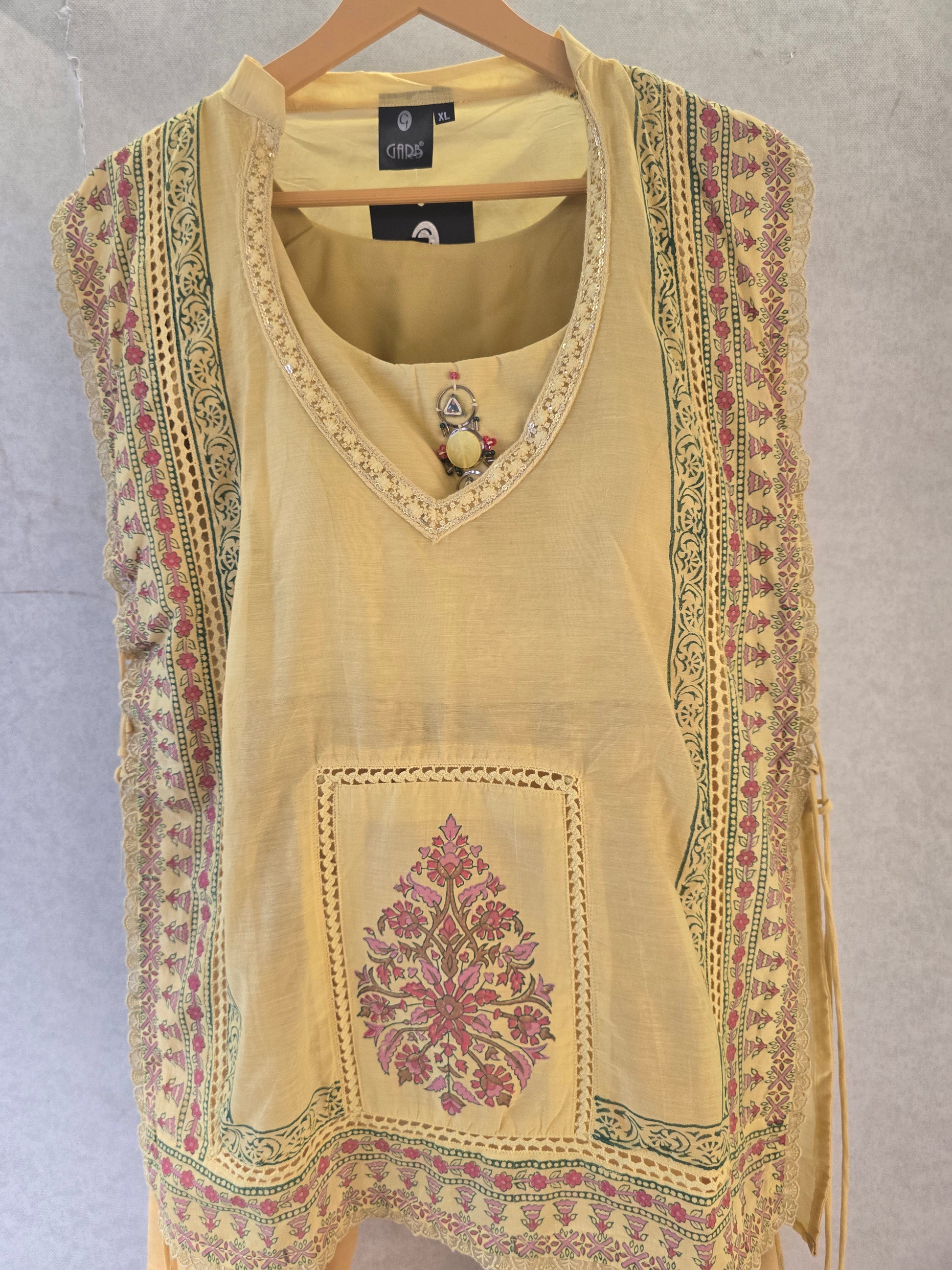 Pastel Yellow Floral Print Cape Style Co-Ord Set
