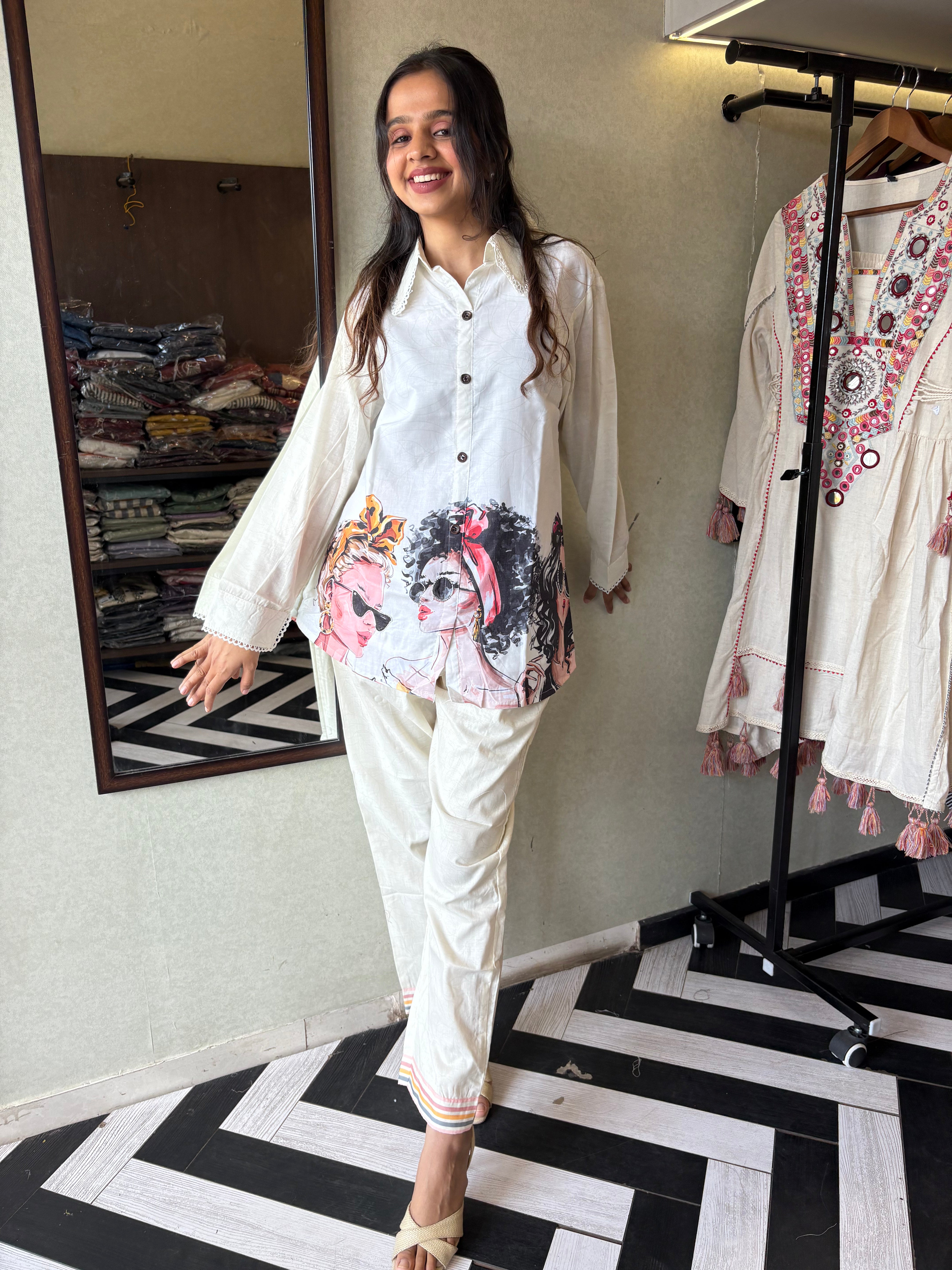 Bold Prints. Breezy Feels. Beautiful You!

Unleash your everyday fashion with this pure cotton designer coord set in stunning figure prints! Soft, breathable & statement-making - it's your go-to pick for daily elegance and weekend flair.