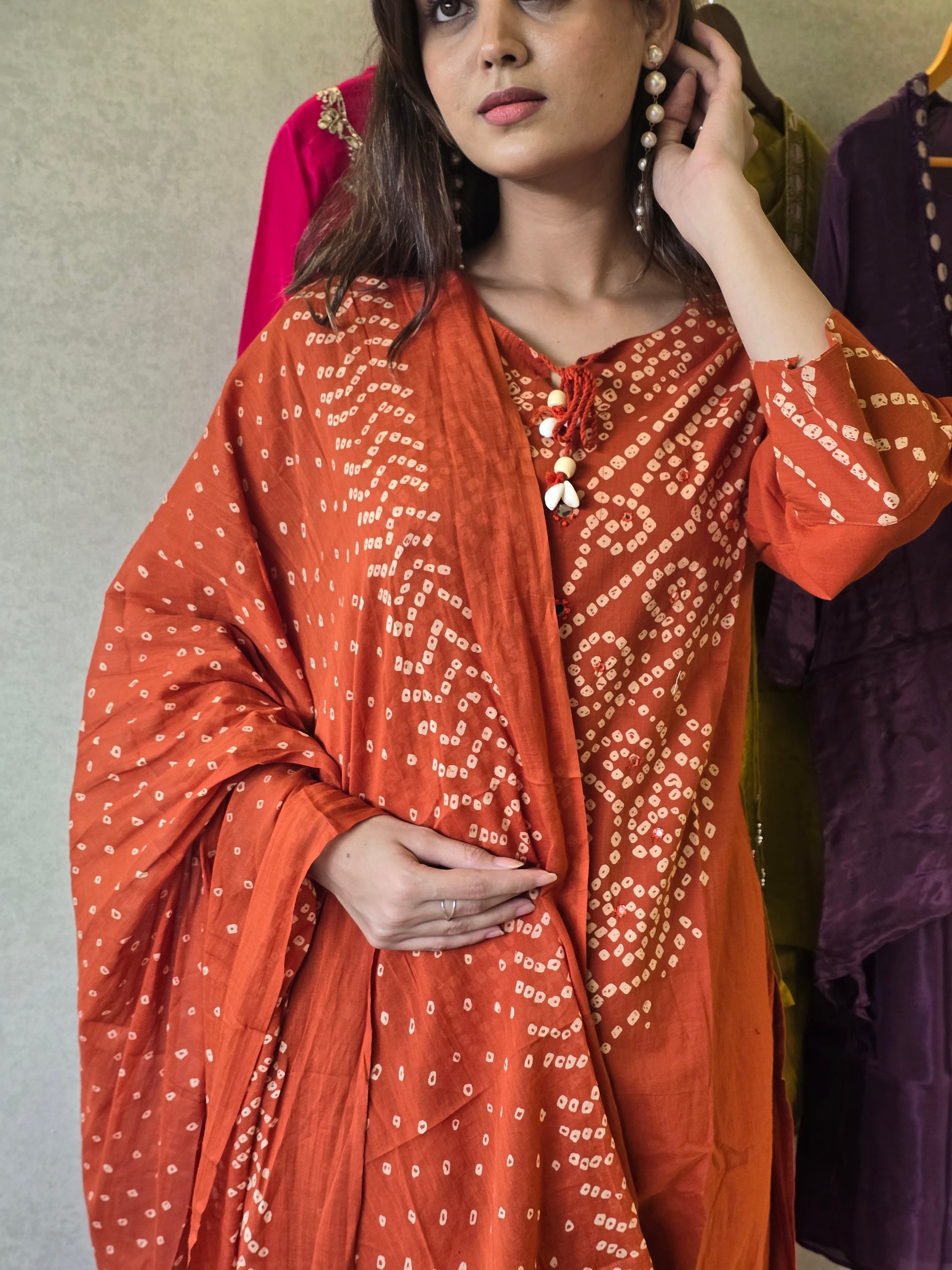 Pure Mull Cotton Bandhani 3 Piece Set