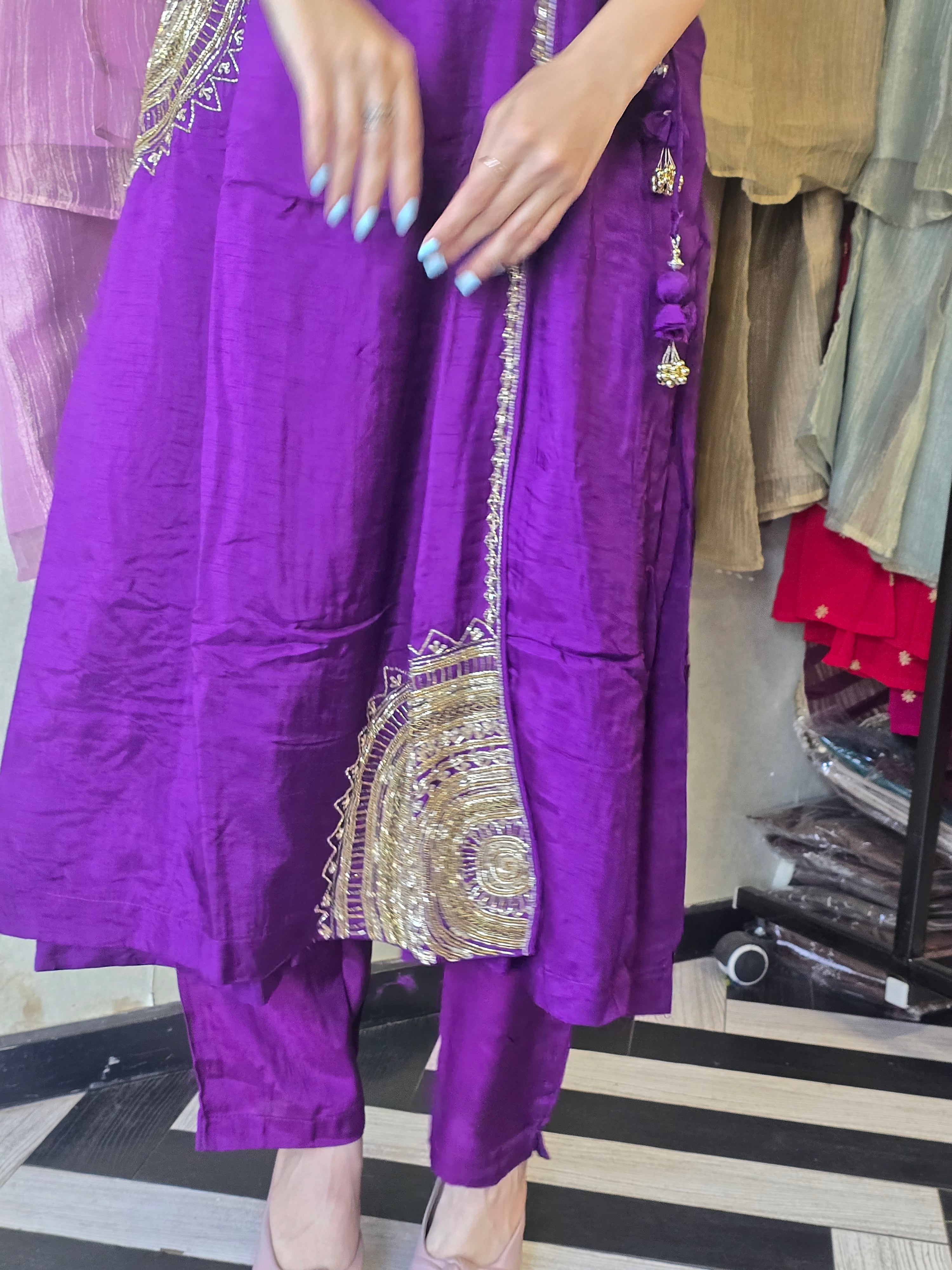 Image of Pure Russian Silk with Hand Work