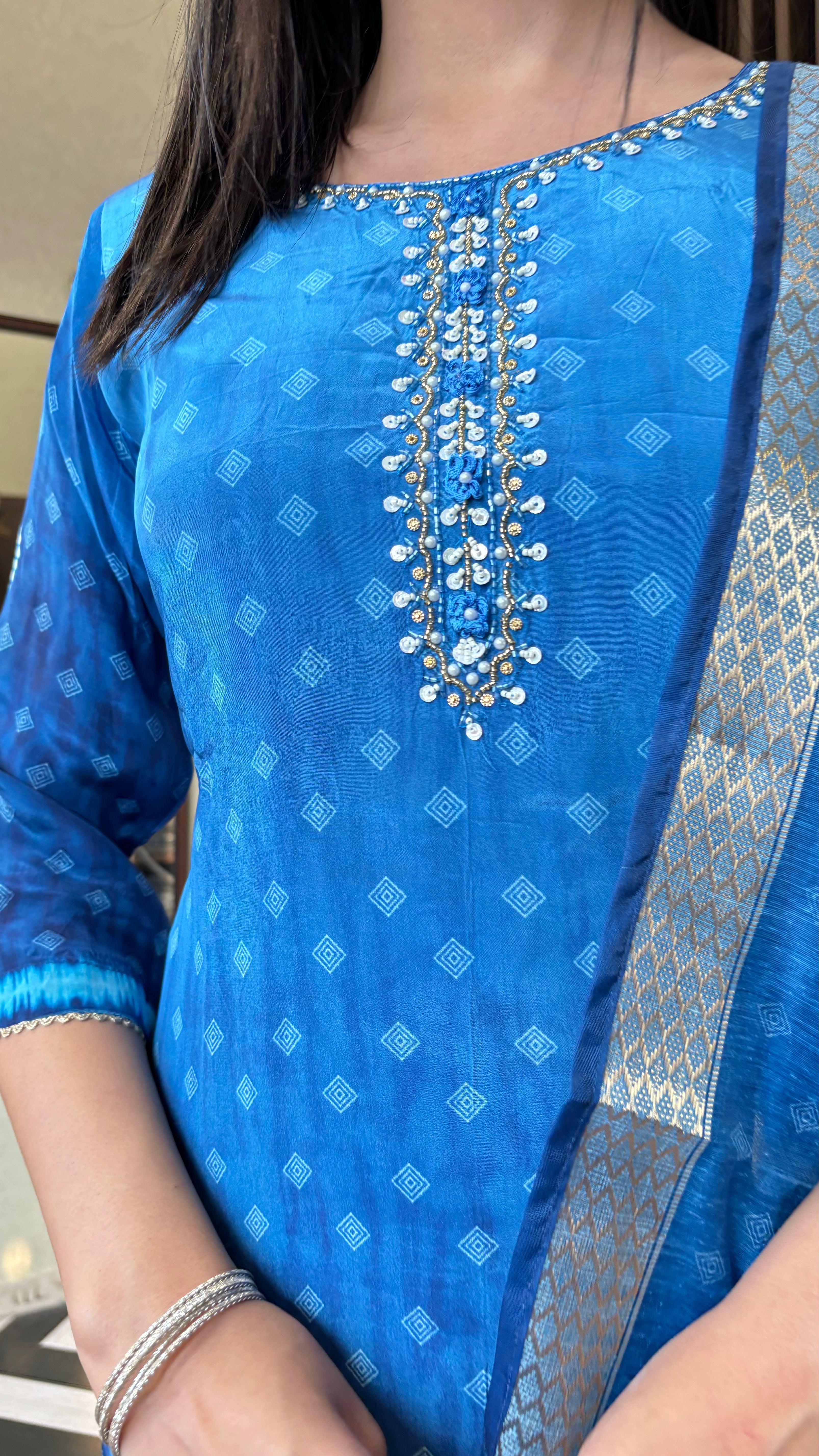 Image of Pure Organza Indo Western Piece with Hand work