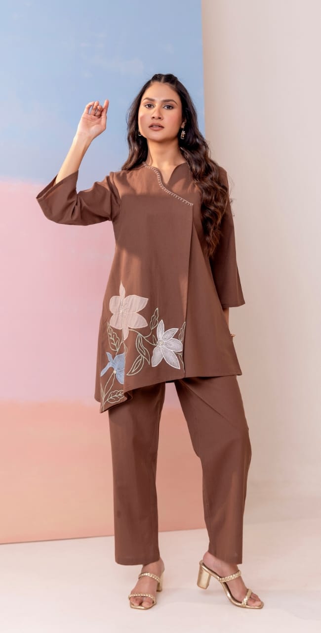 Pure Cotton 2 Piece Coord Set with Embroidery