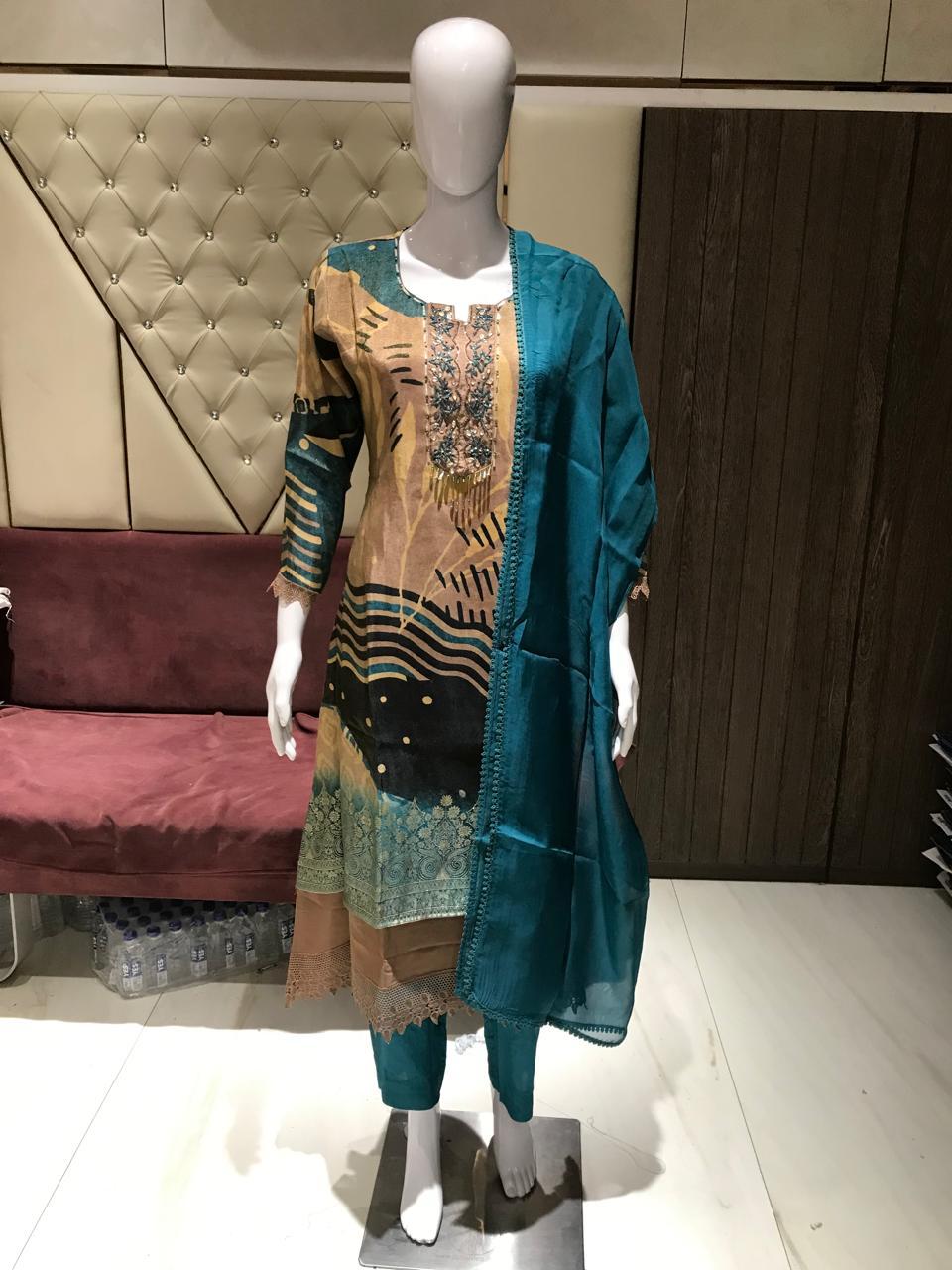 Pure Crepe 3 Piece Kurti Set