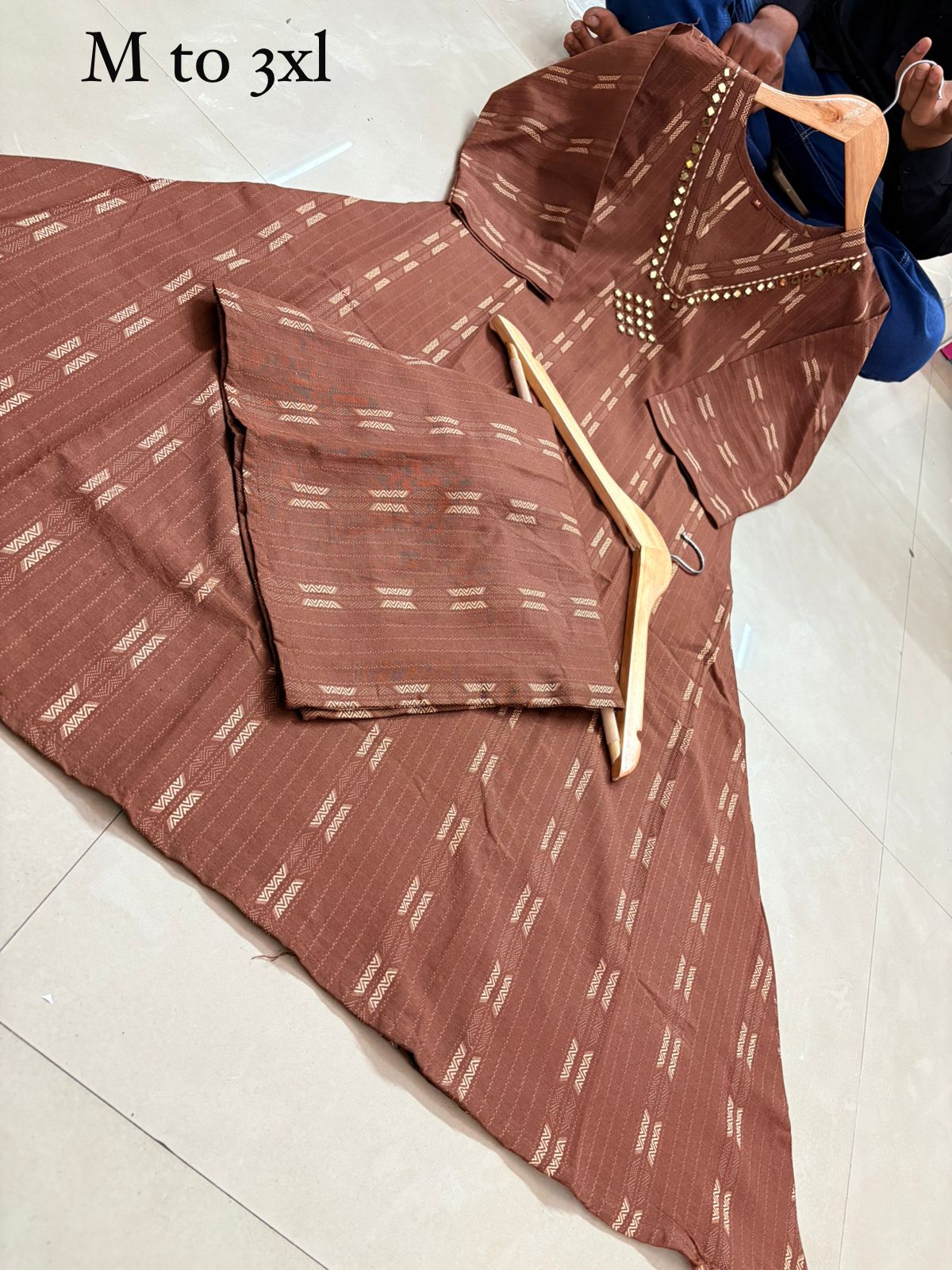 Pure Cotton Structure Ghera Top & Plazo Top With Pocket
Hand Mirror Work With Gathan Work