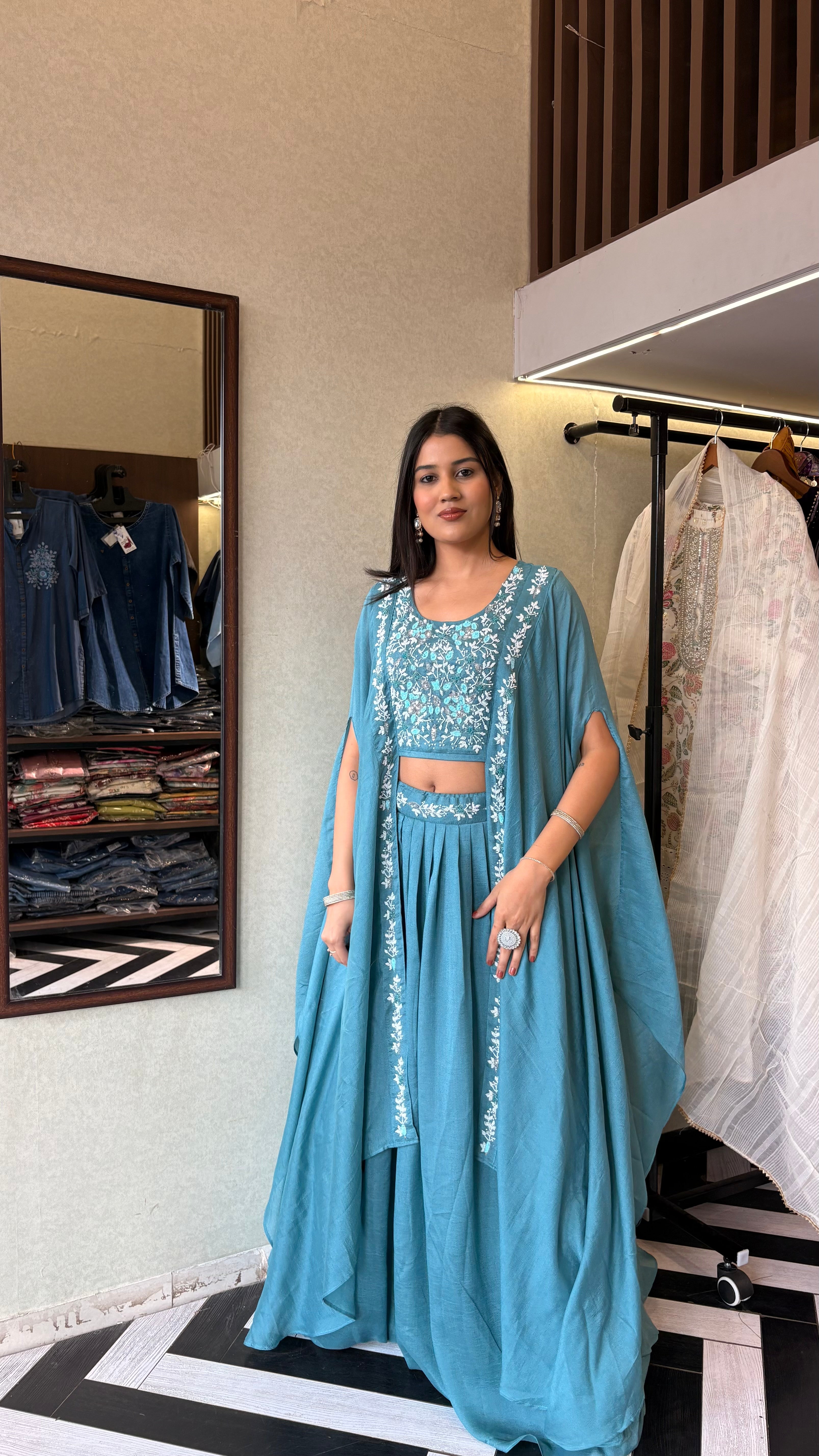 Image of Pure Georgette Set 3 Piece with Gown