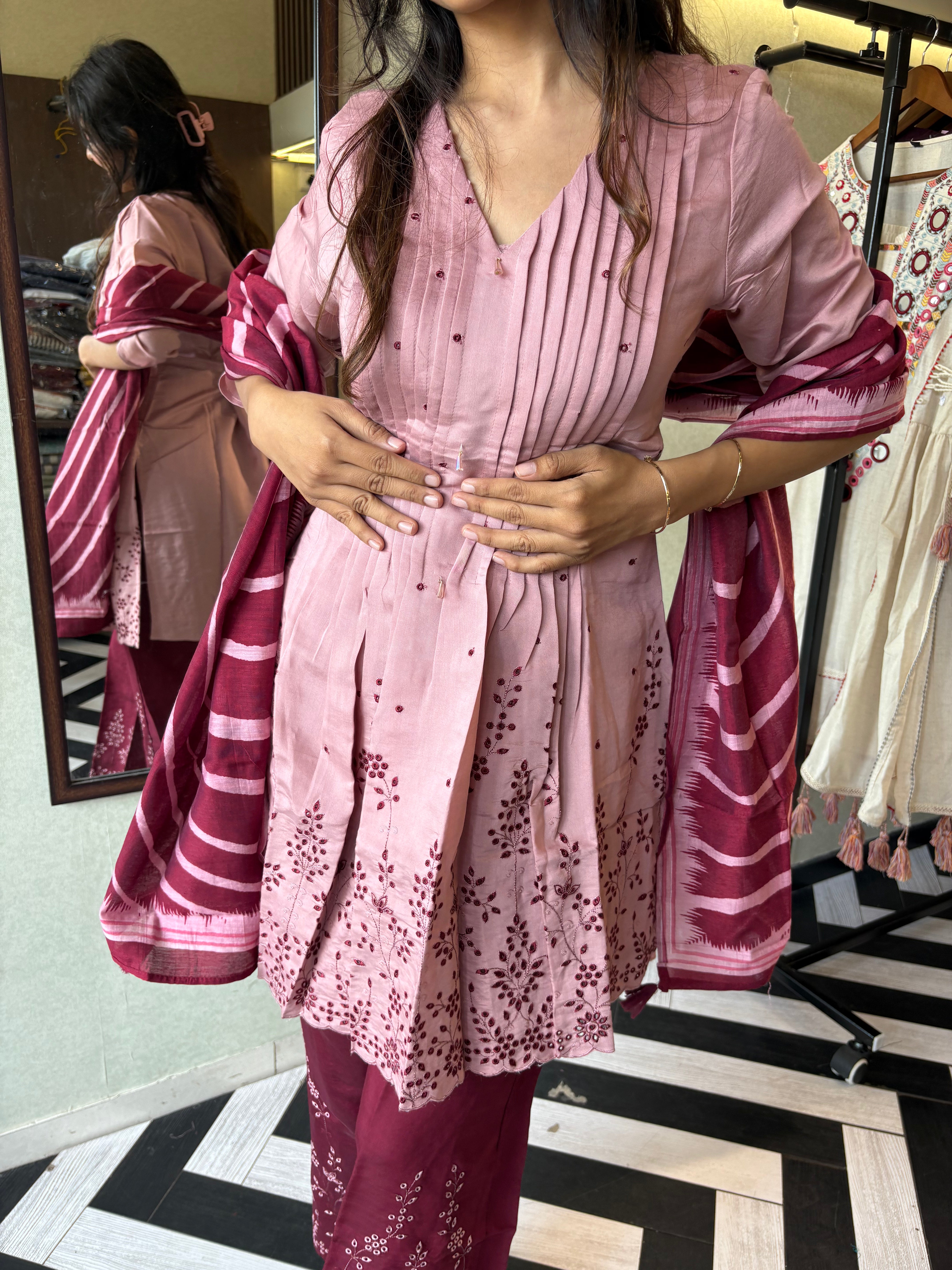 Image of Bold in Red. Beautiful in Every Way!

Turn heads in this stunning 3-piece kurti set, crafted from breathable rayon cotton for all-day comfort and festive flair.