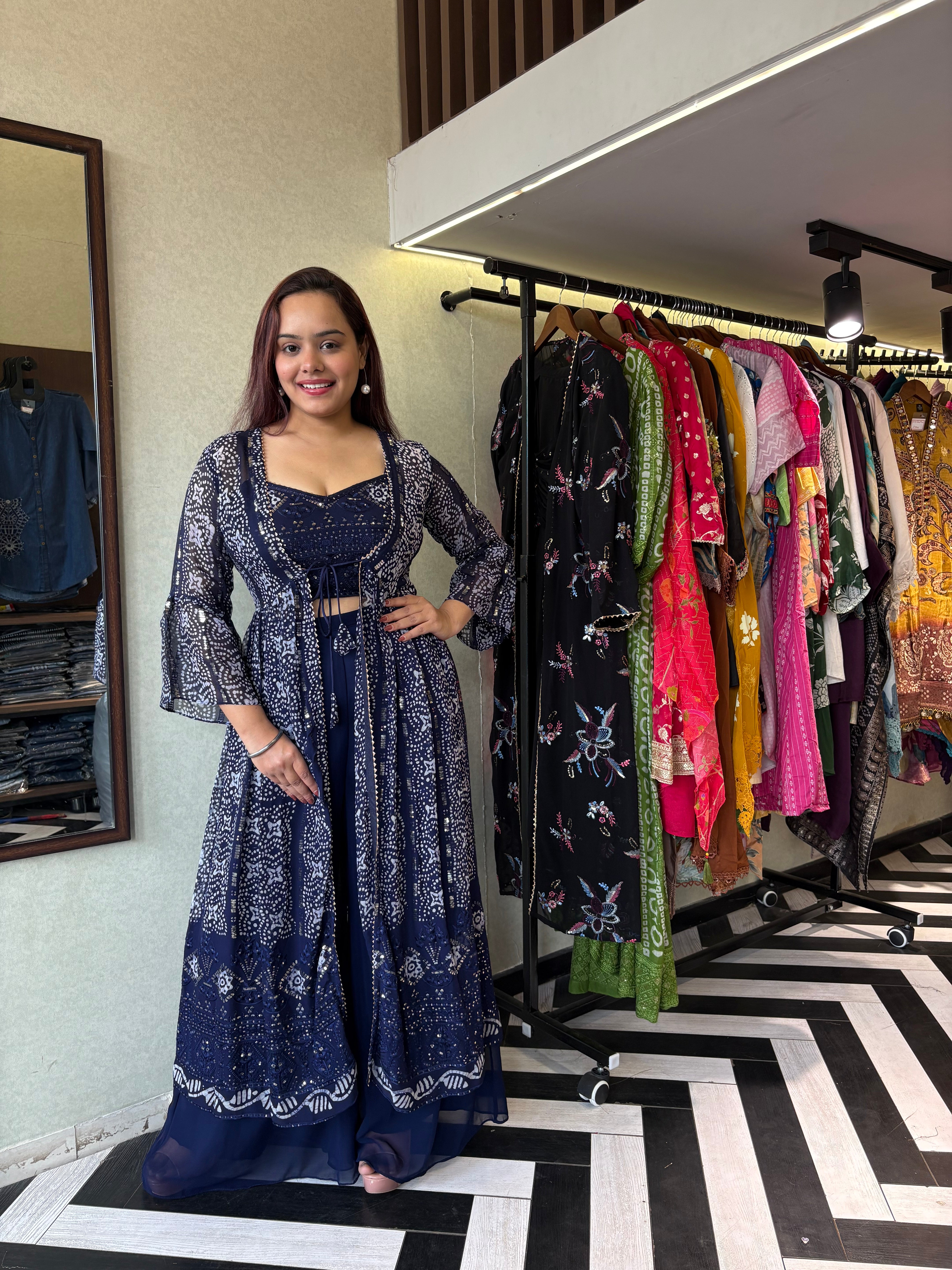 Image of Pure Georgette 3 Piece with Hand work