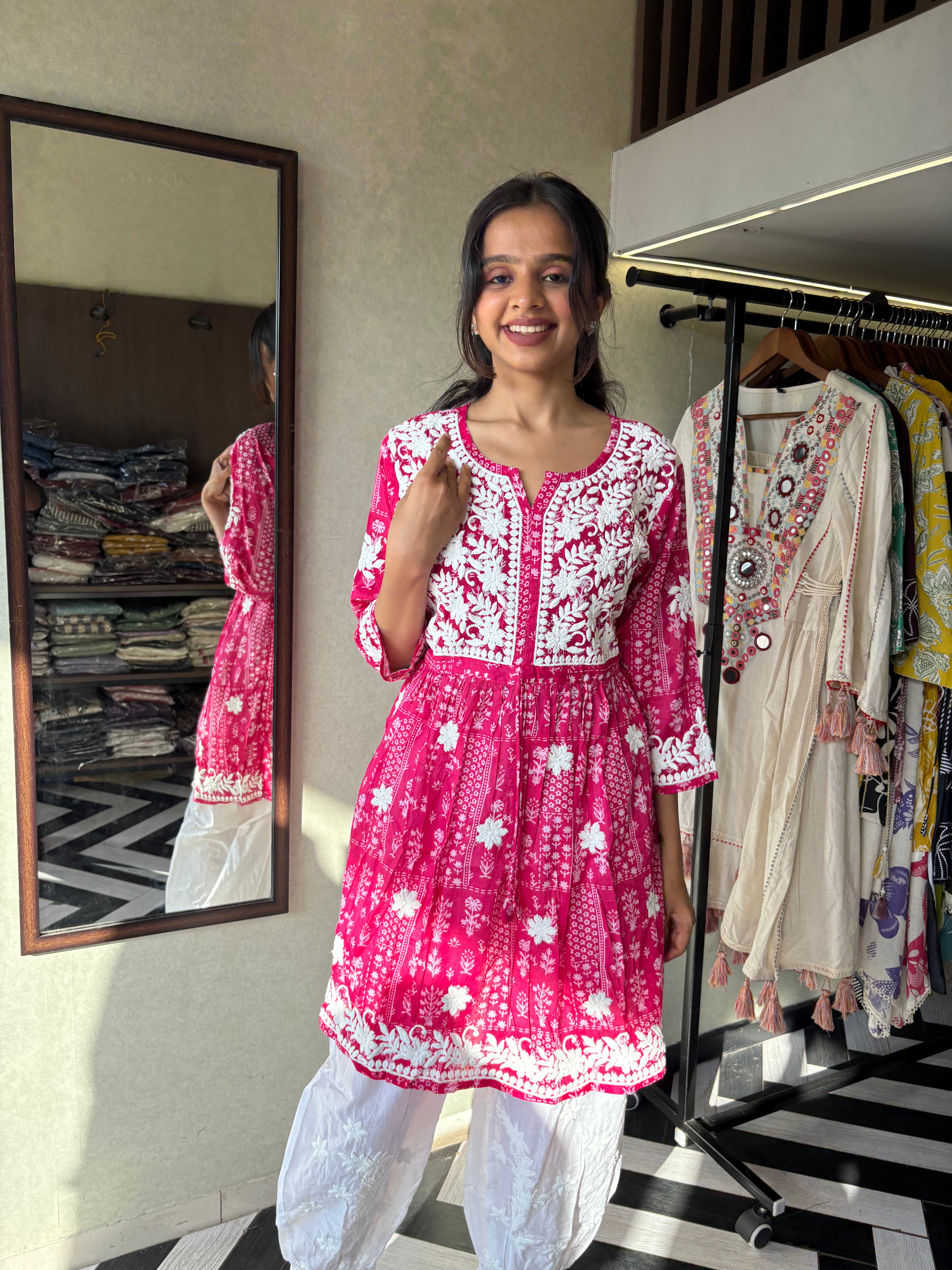 Image of Pure Lucknowi 2 Piece Embroidery Coord Set