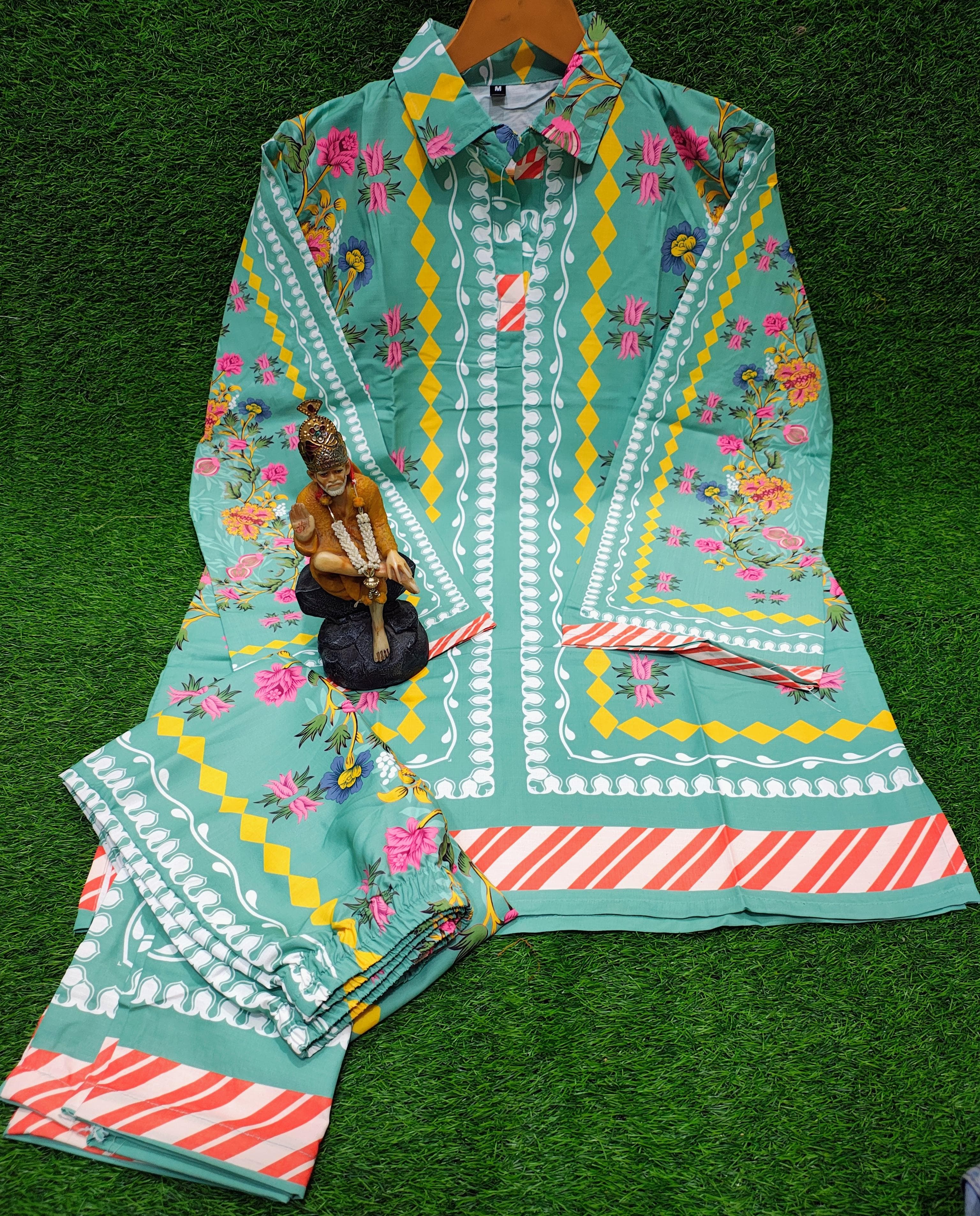 Cotton speggati katha cotton two piece set