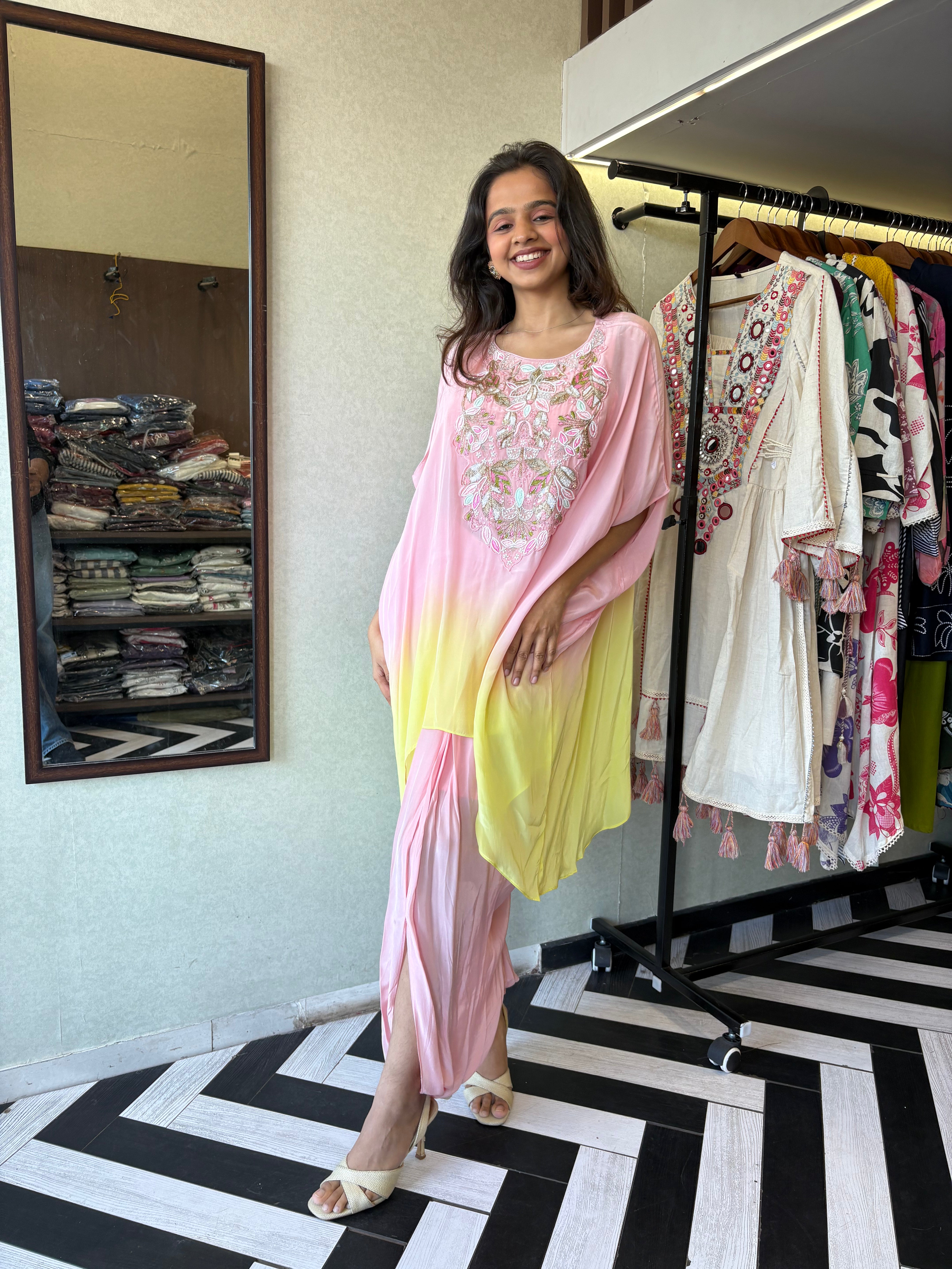 Image of Step into the spotlight with this stunning 2-piece coord set in rich green shimmer - crafted from premium shimmer fabric with accessory detailing that brings elegance to life