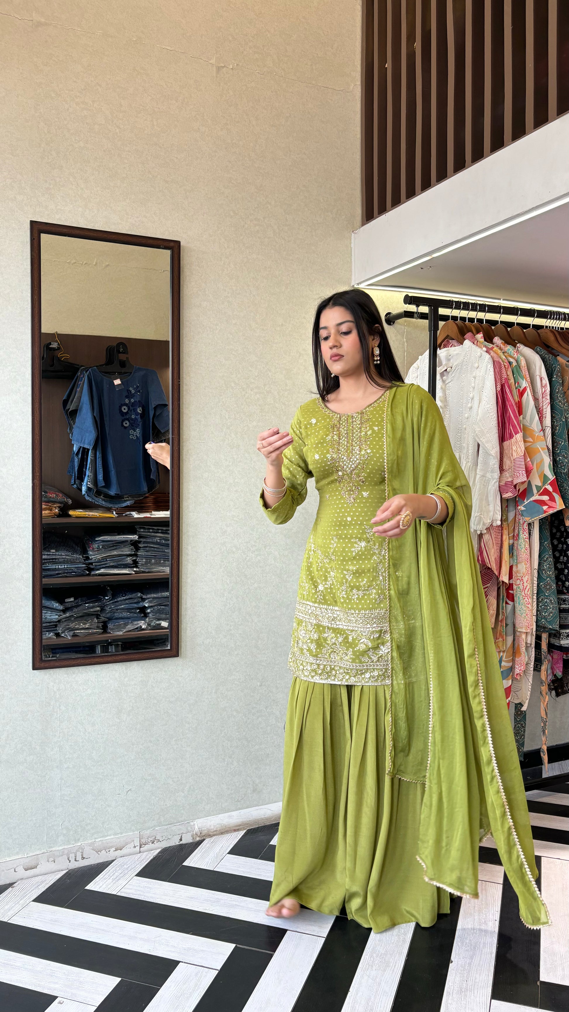 Pure Organza 3 Piece with Hand work