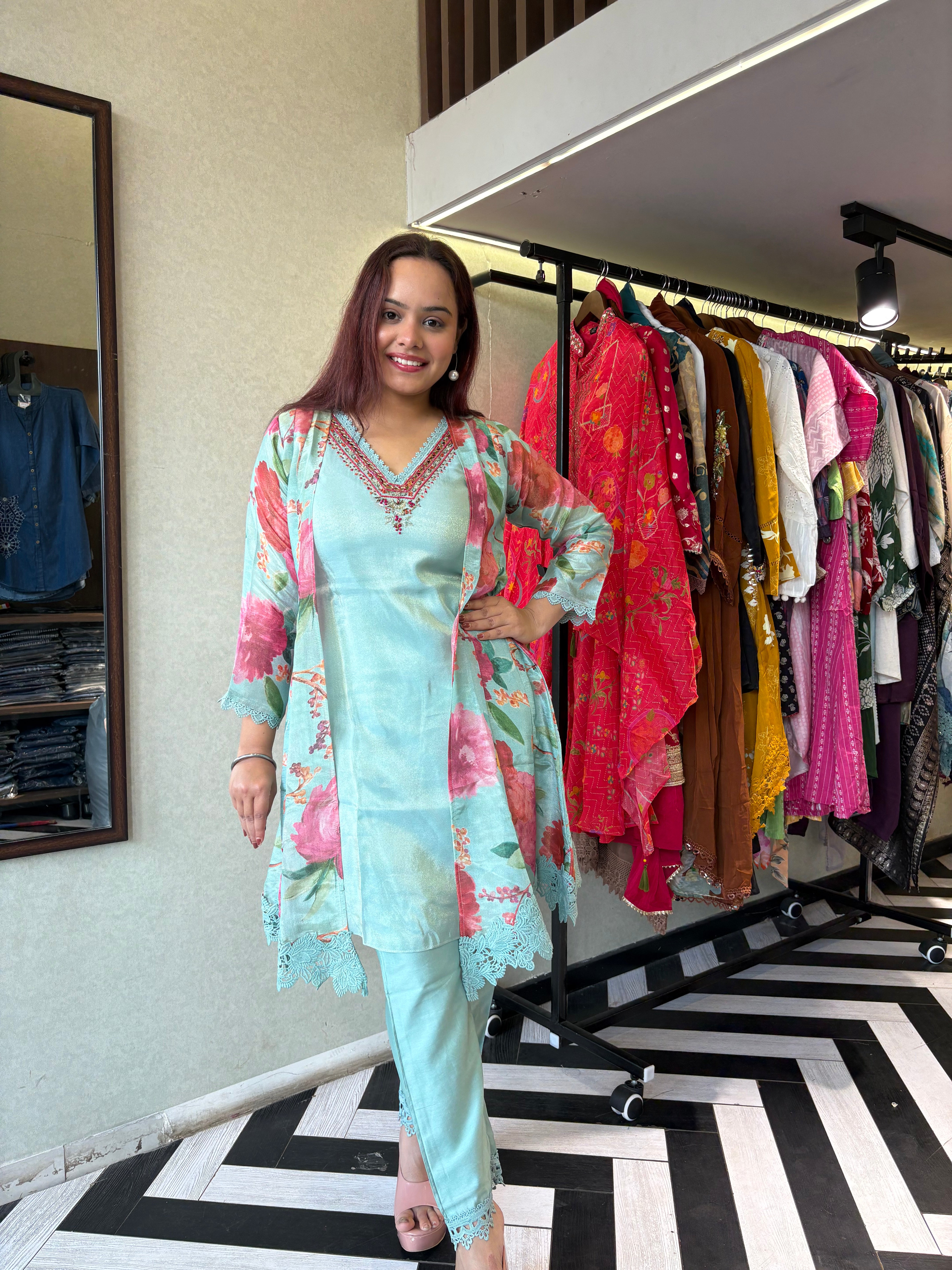 Image of Pure Georgette 3 Piece with Hand work