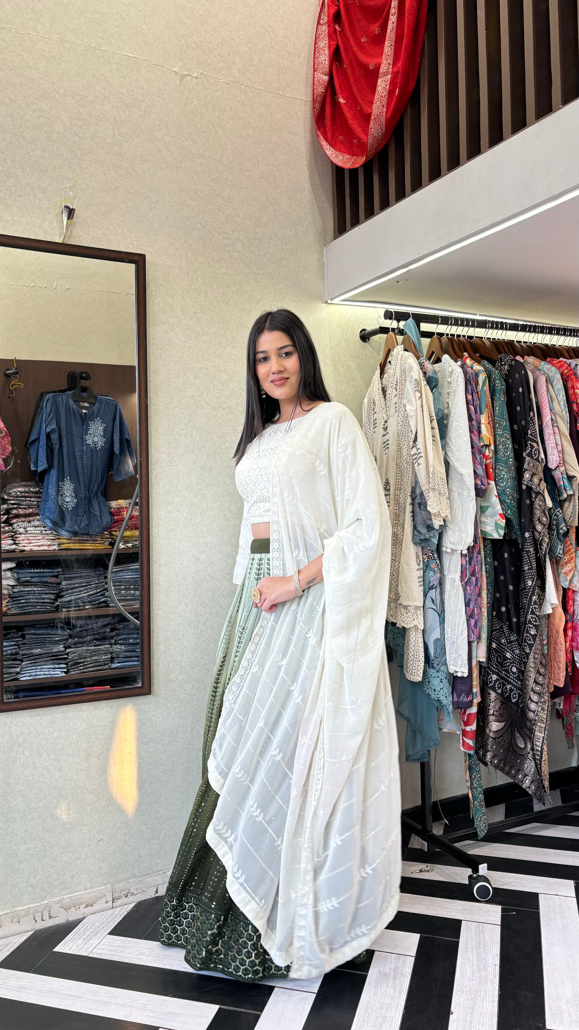 Pure Georgette Indo Western Piece with Hand work