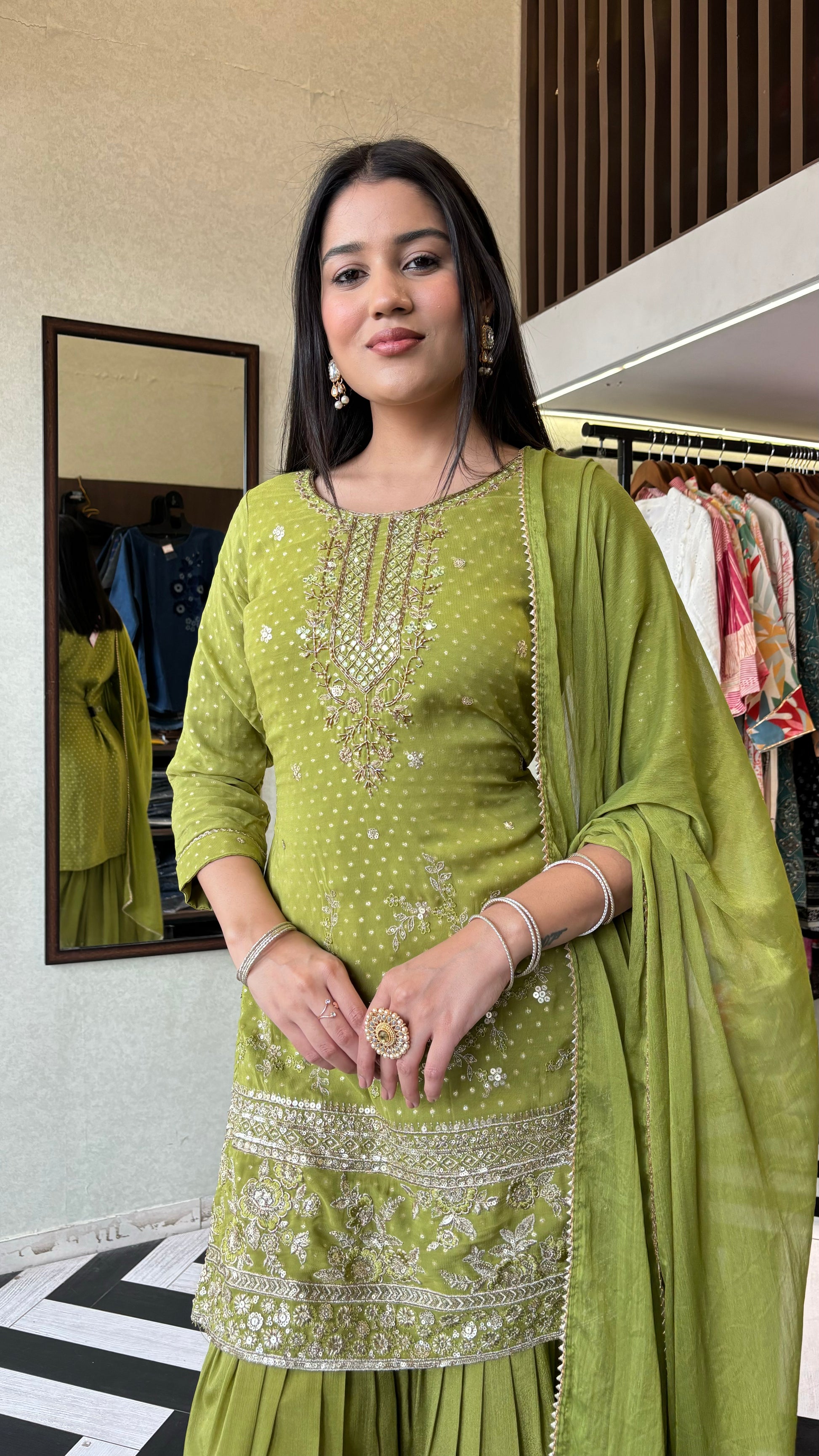 Pure Organza 3 Piece with Hand work