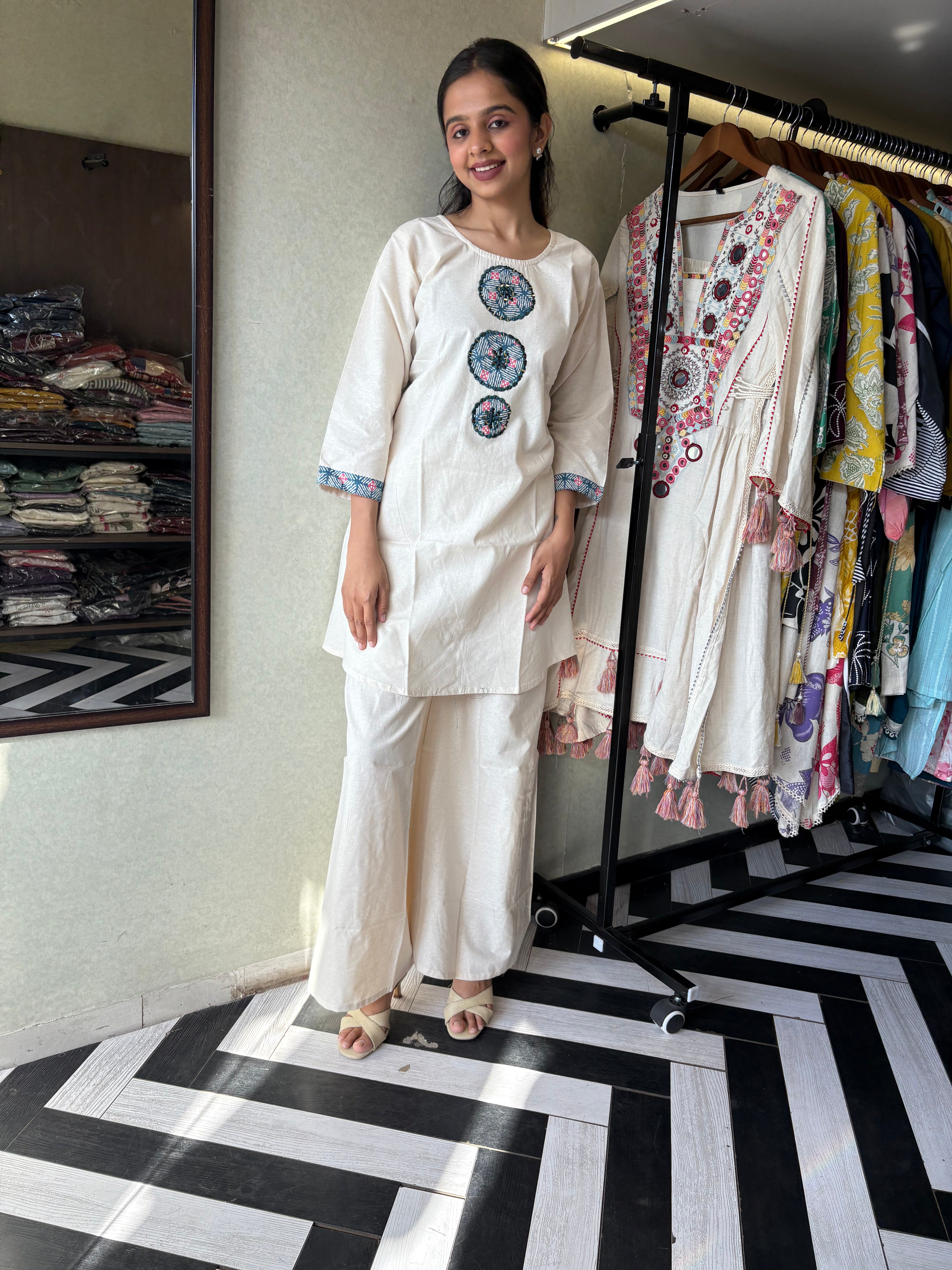 Pure Khadi Cotton 2 Piece Embroidery Set