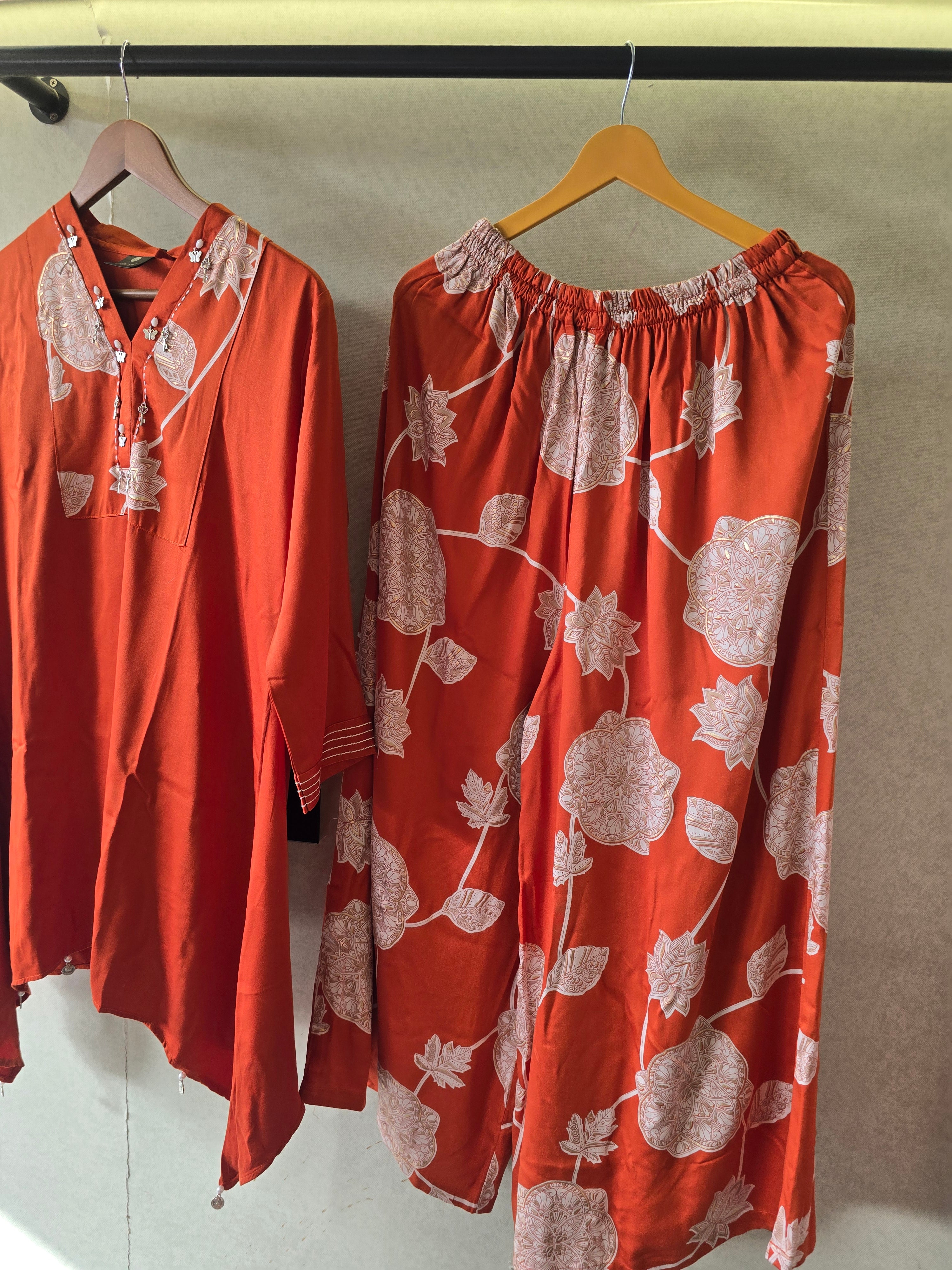 Image of Rust Botanical Print Co-Ord Set