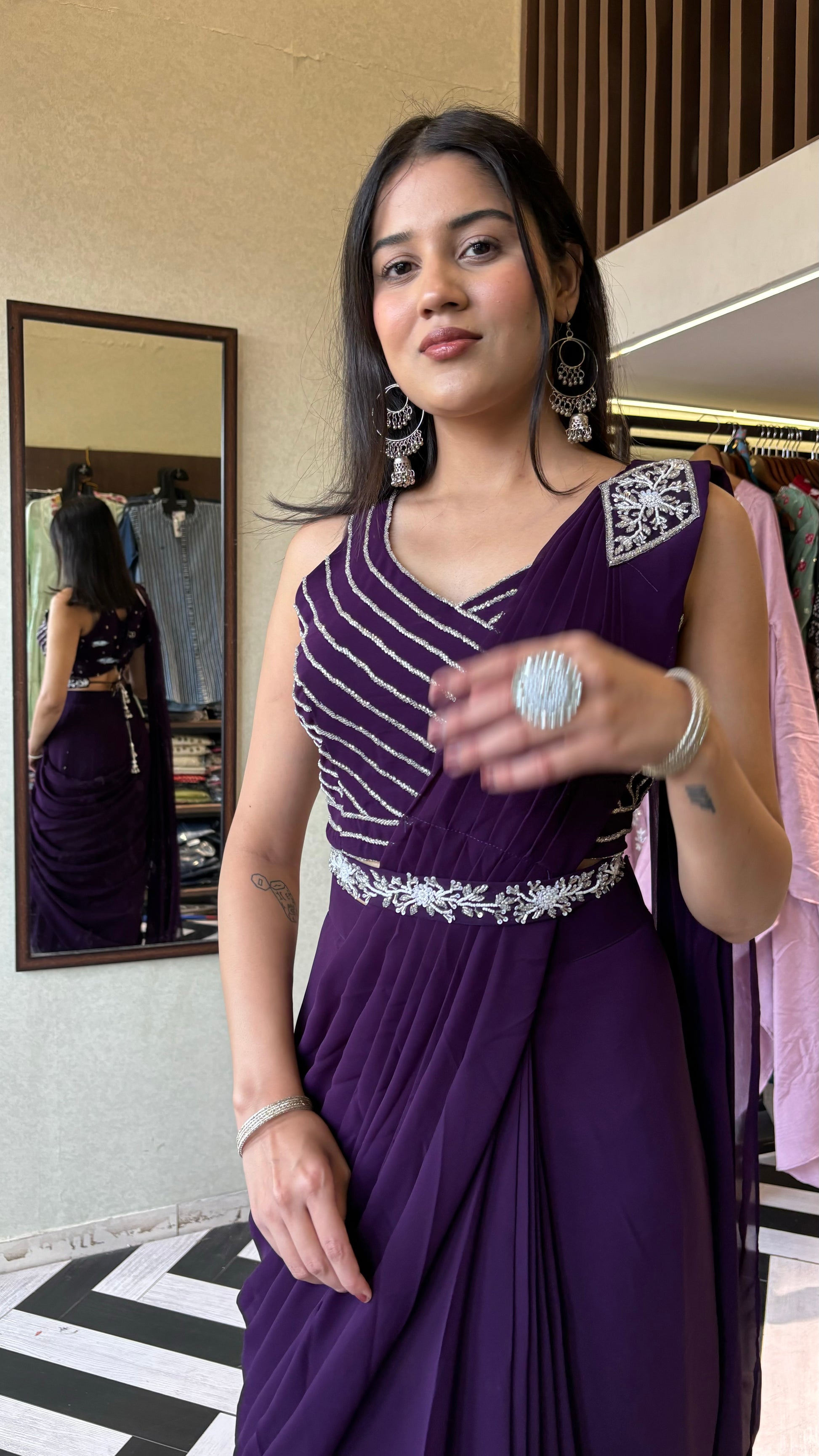 Pure Georgette Saree Style Indo western